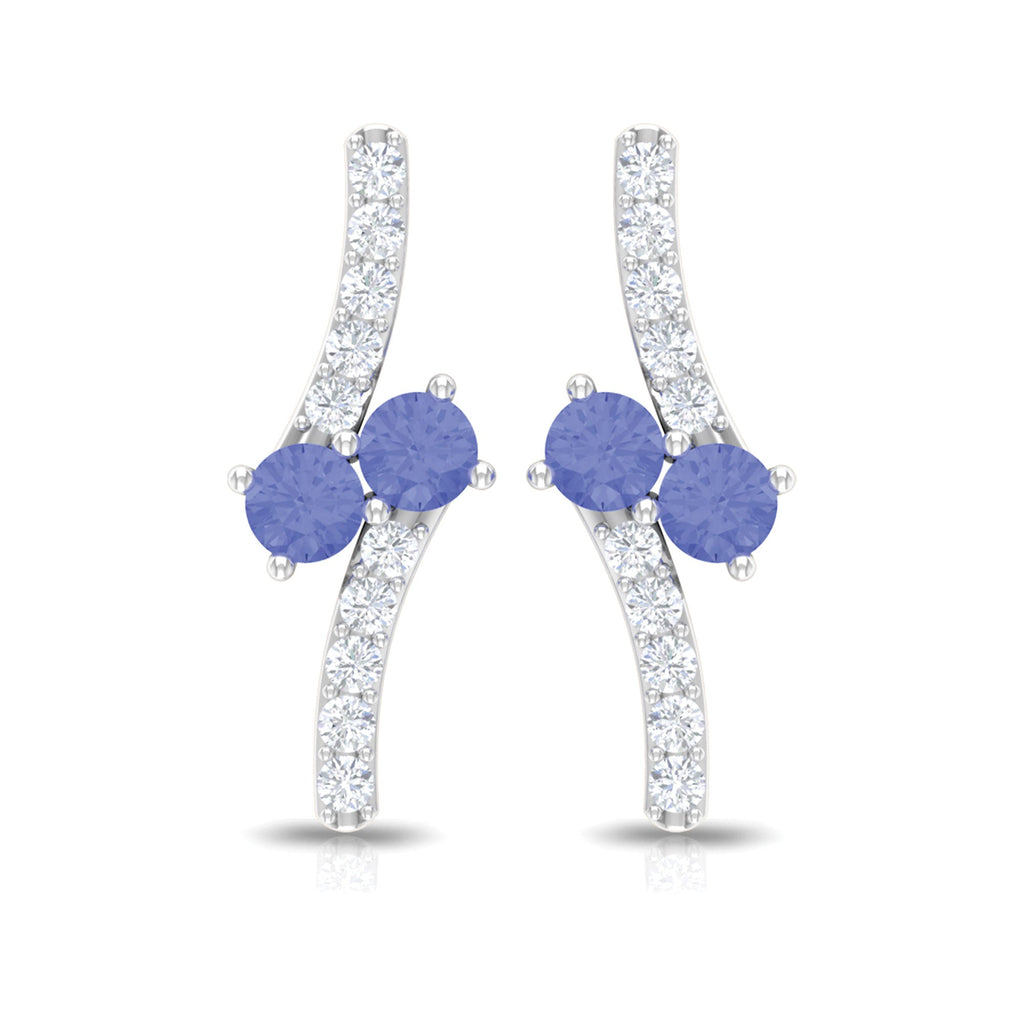 Real Tanzanite and Diamond Stud Earrings with Certificate