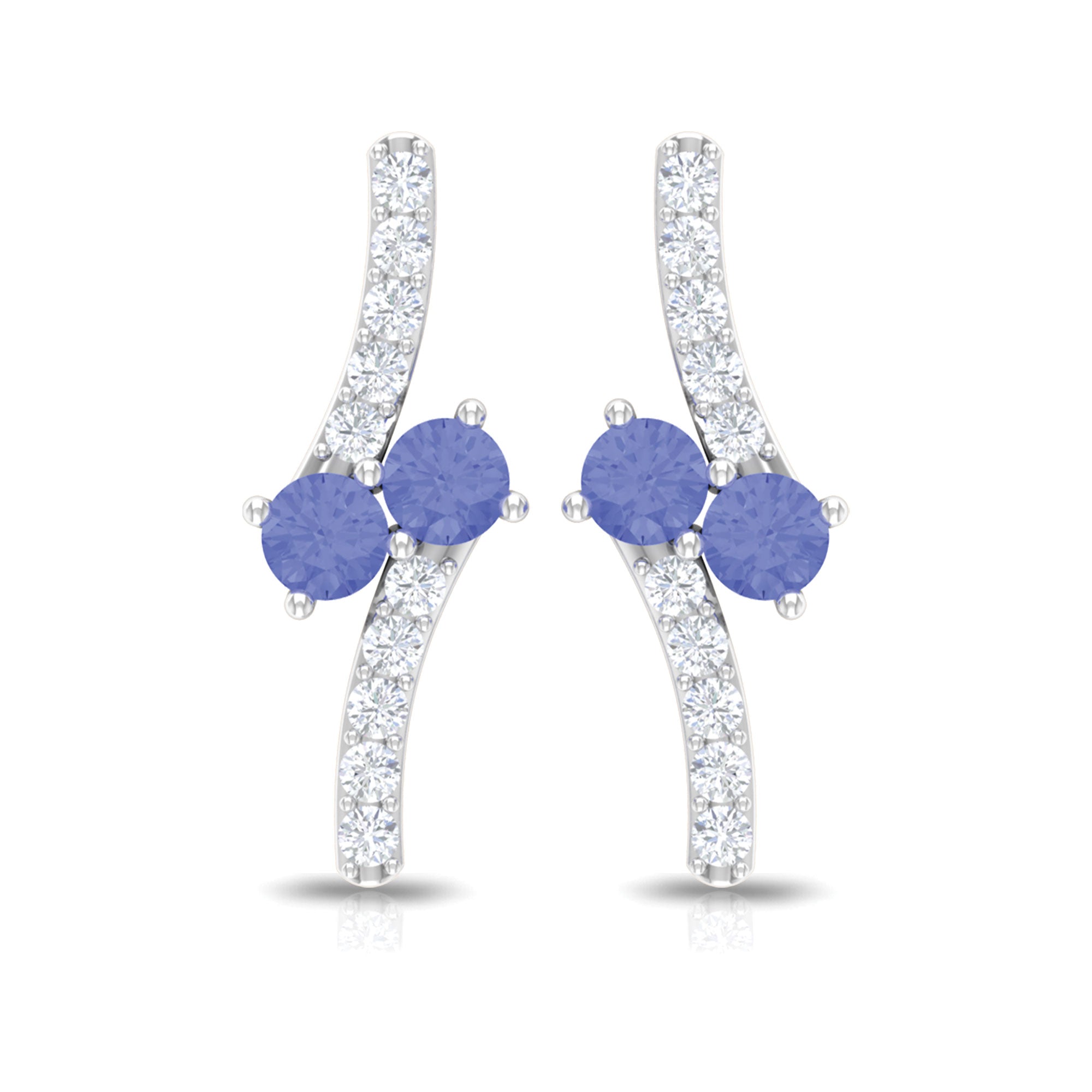 Real Tanzanite and Diamond Stud Earrings with Certificate