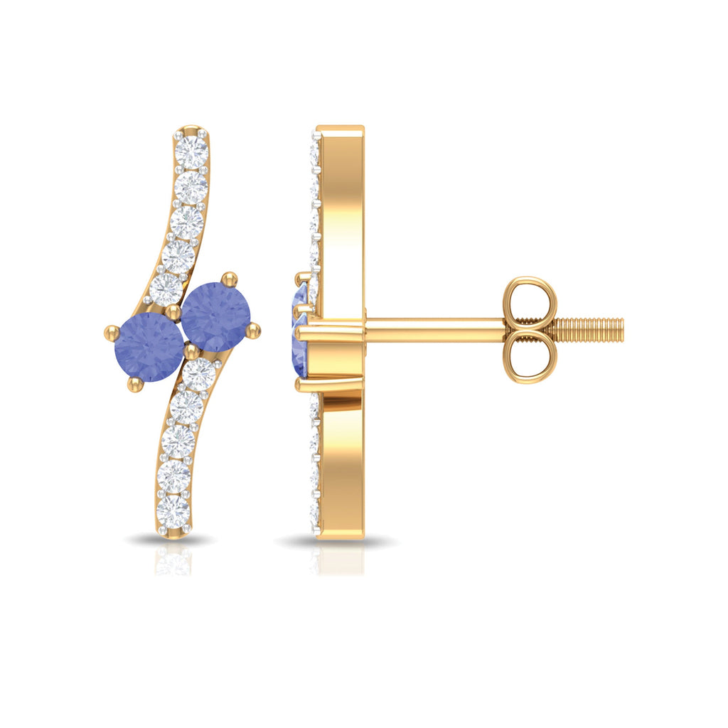 Real Tanzanite and Diamond Stud Earrings with Certificate