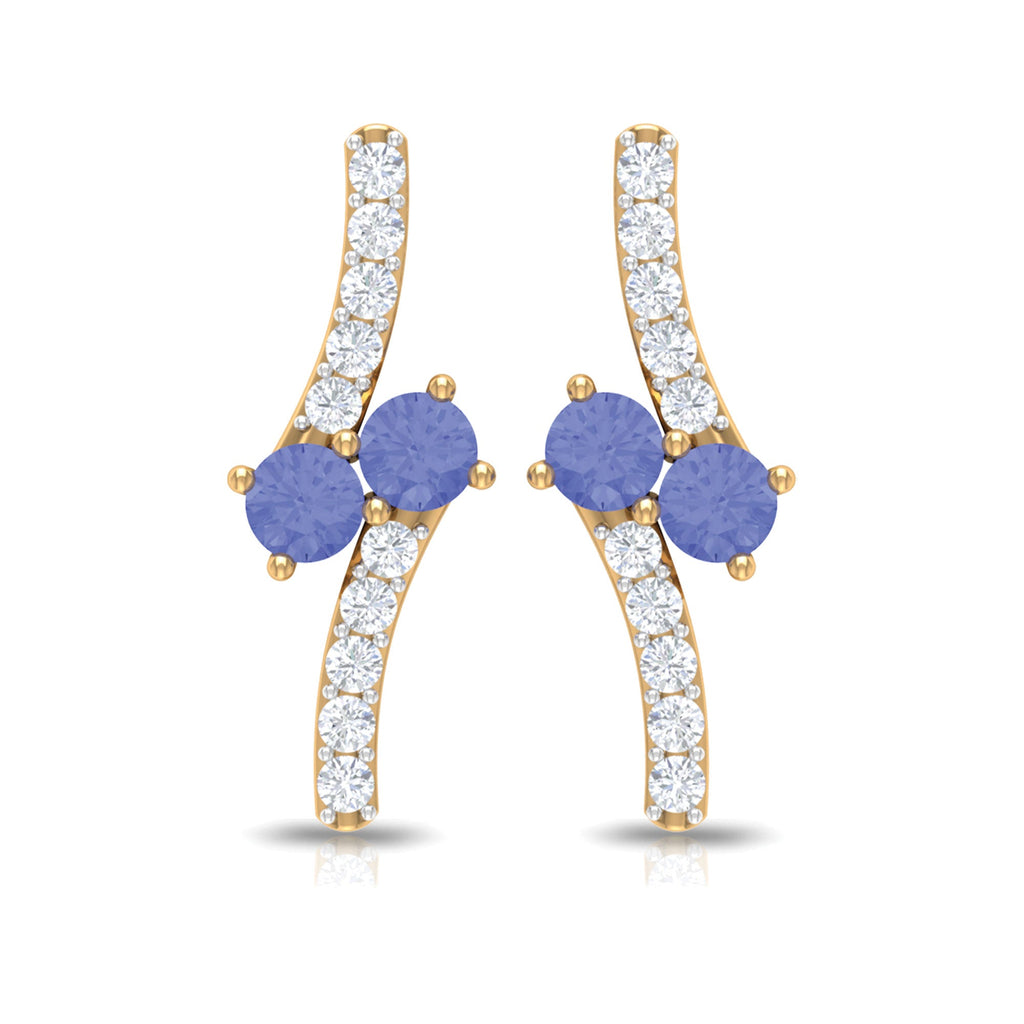Real Tanzanite and Diamond Stud Earrings with Certificate