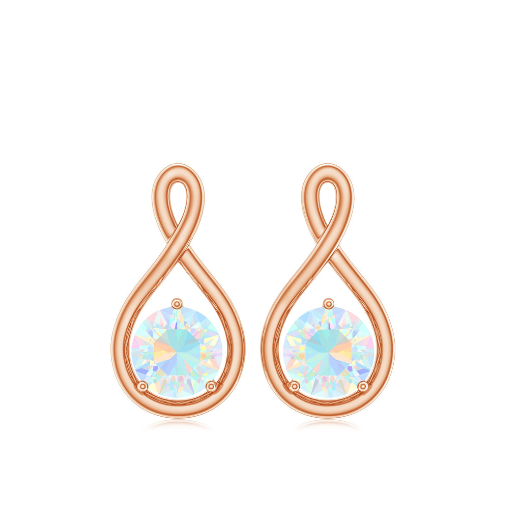 Genuine Ethiopian Opal Infinity Stud Earrings with Certificate