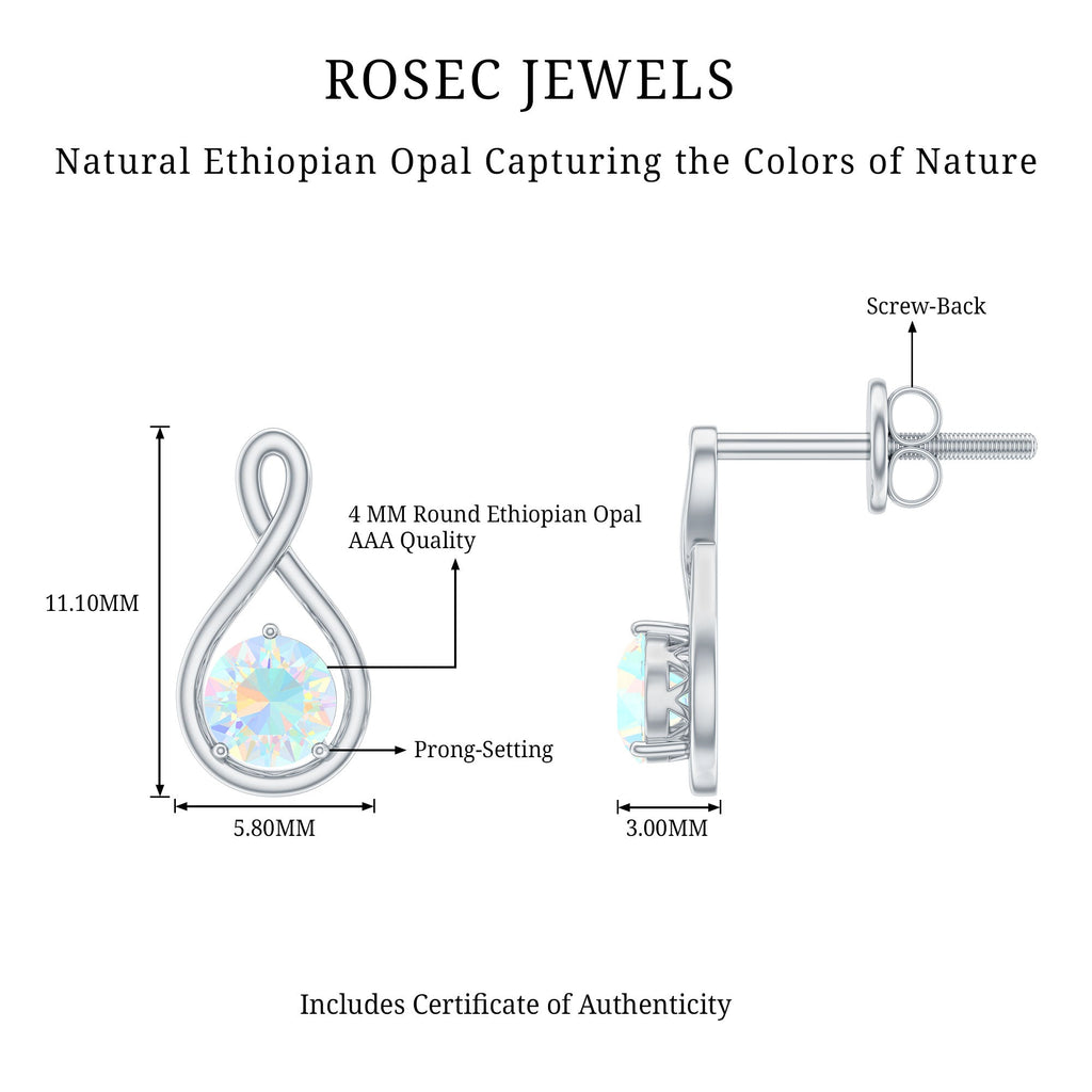 Genuine Ethiopian Opal Infinity Stud Earrings with Certificate