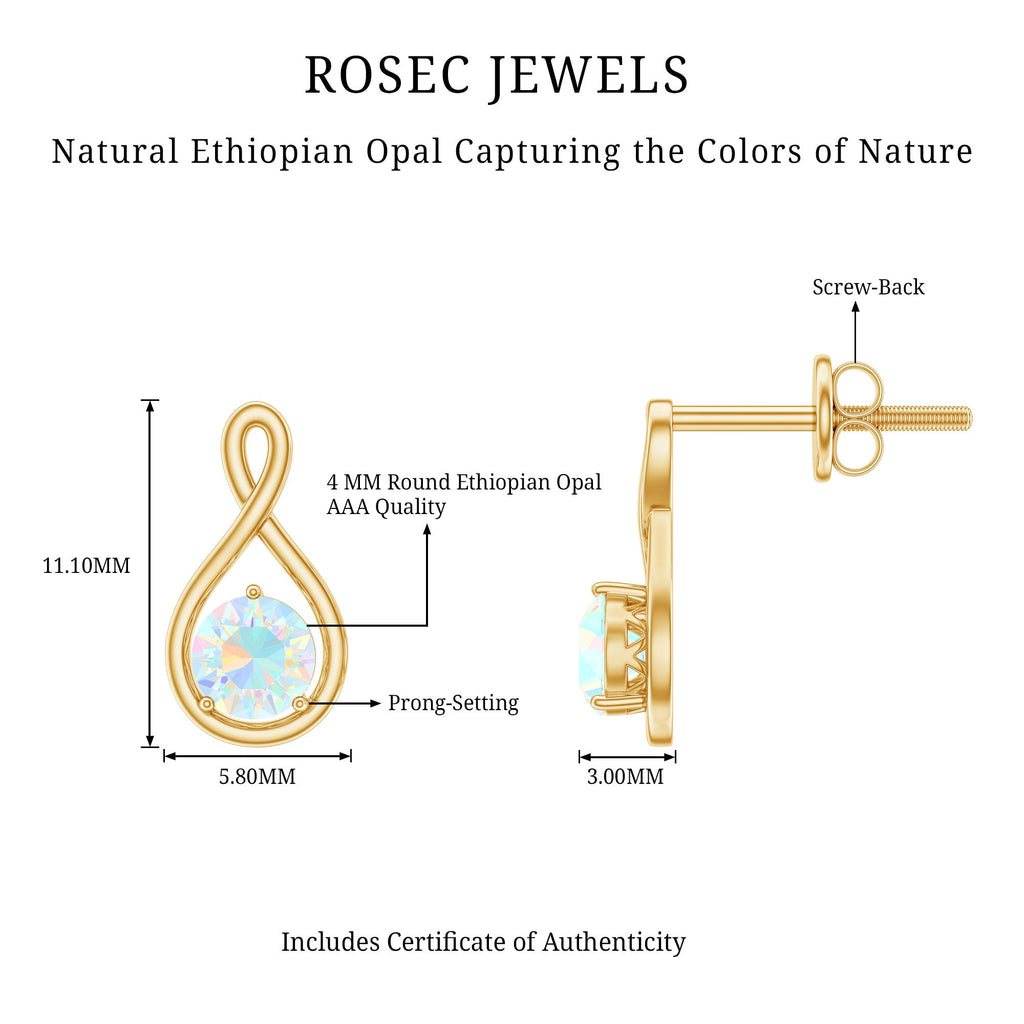 Genuine Ethiopian Opal Infinity Stud Earrings with Certificate