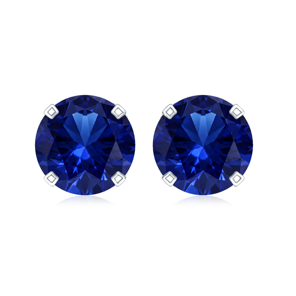 Lab Grown Blue Sapphire Vintage Stud Earrings with Certificate
