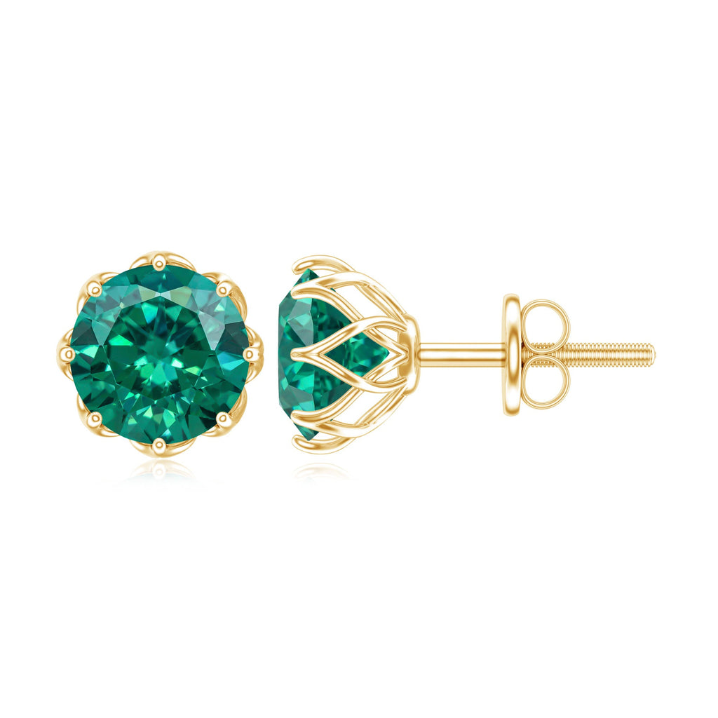 Round Lab Created Emerald Solitaire Stud Earrings
