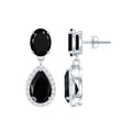 1.7 Carat Lab Created Black Diamond Classic Teardrop Earrings with Diamond Halo