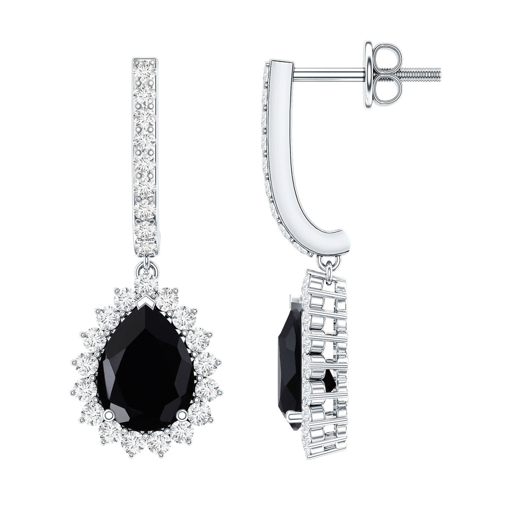 Lab Created Black Diamond Teardrop Hoop Earrings