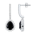 Lab Created Black Diamond Teardrop Hoop Earrings