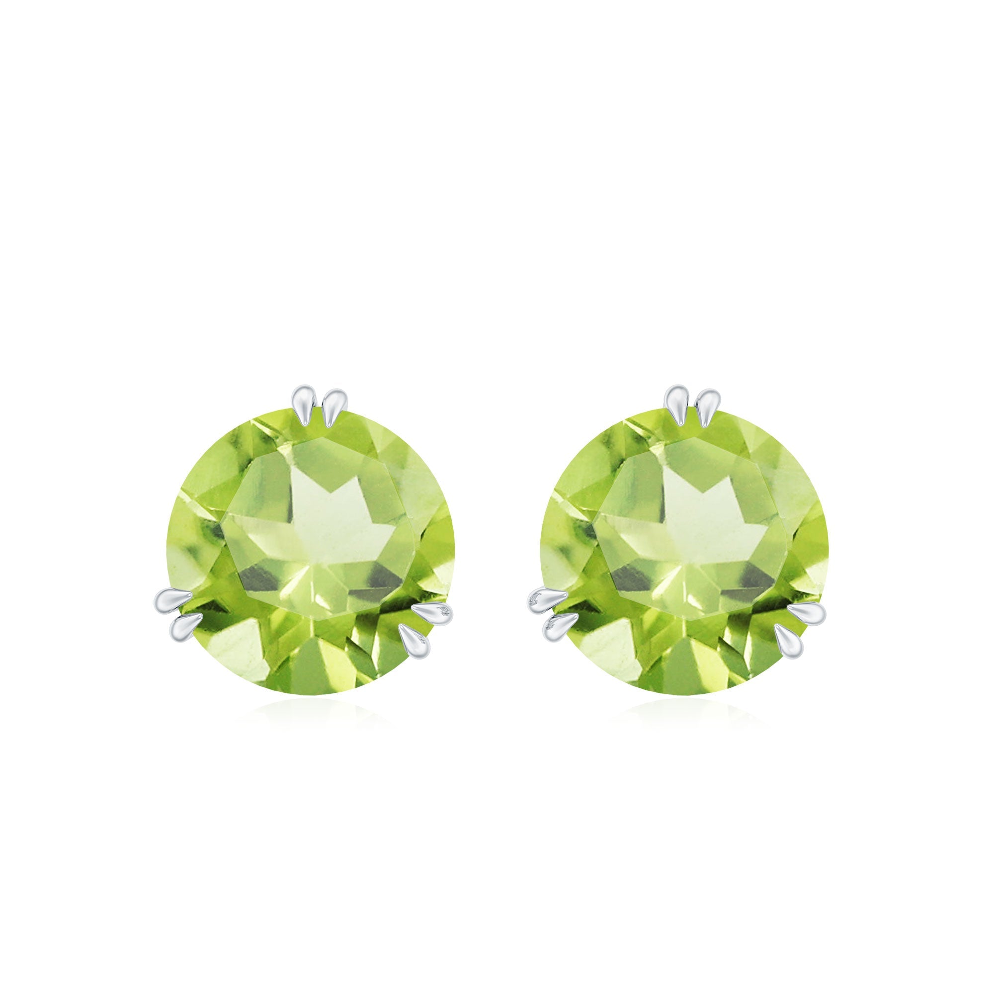 Natural 4 Carat August Birthstone Peridot Stud Earrings with Screw Back