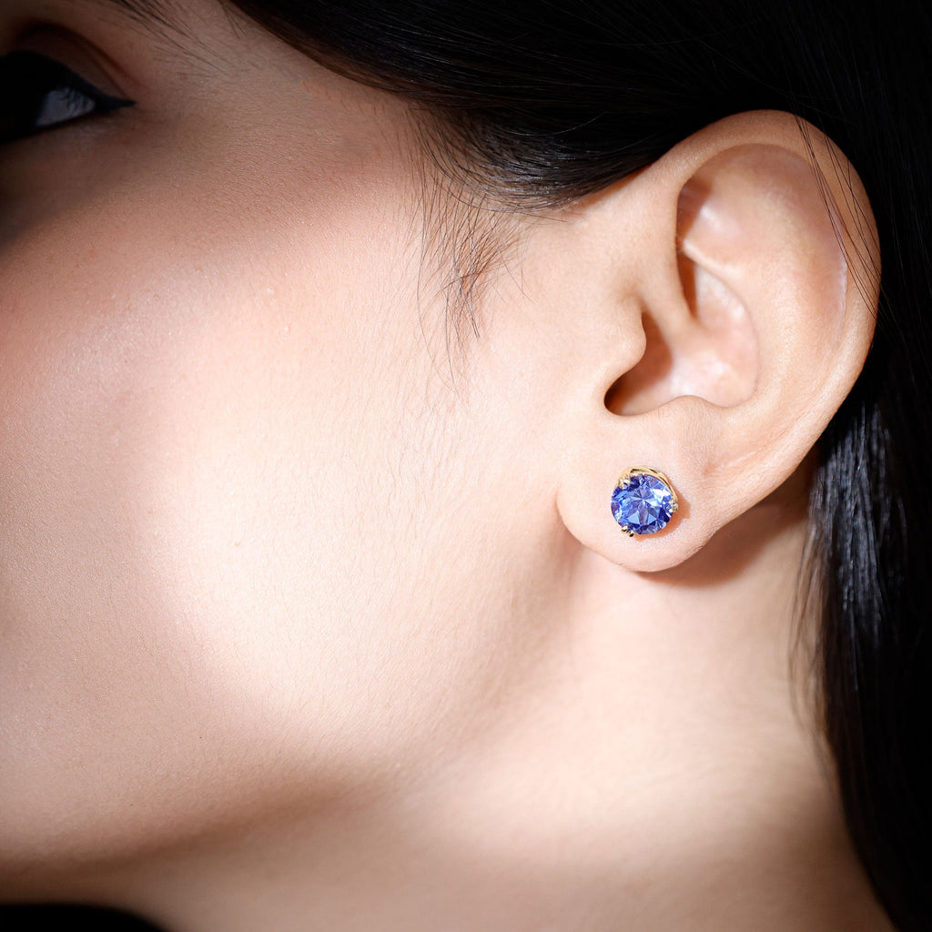 5.4 Carat Lab Created Blue Sapphire Solitaire Stud Earrings