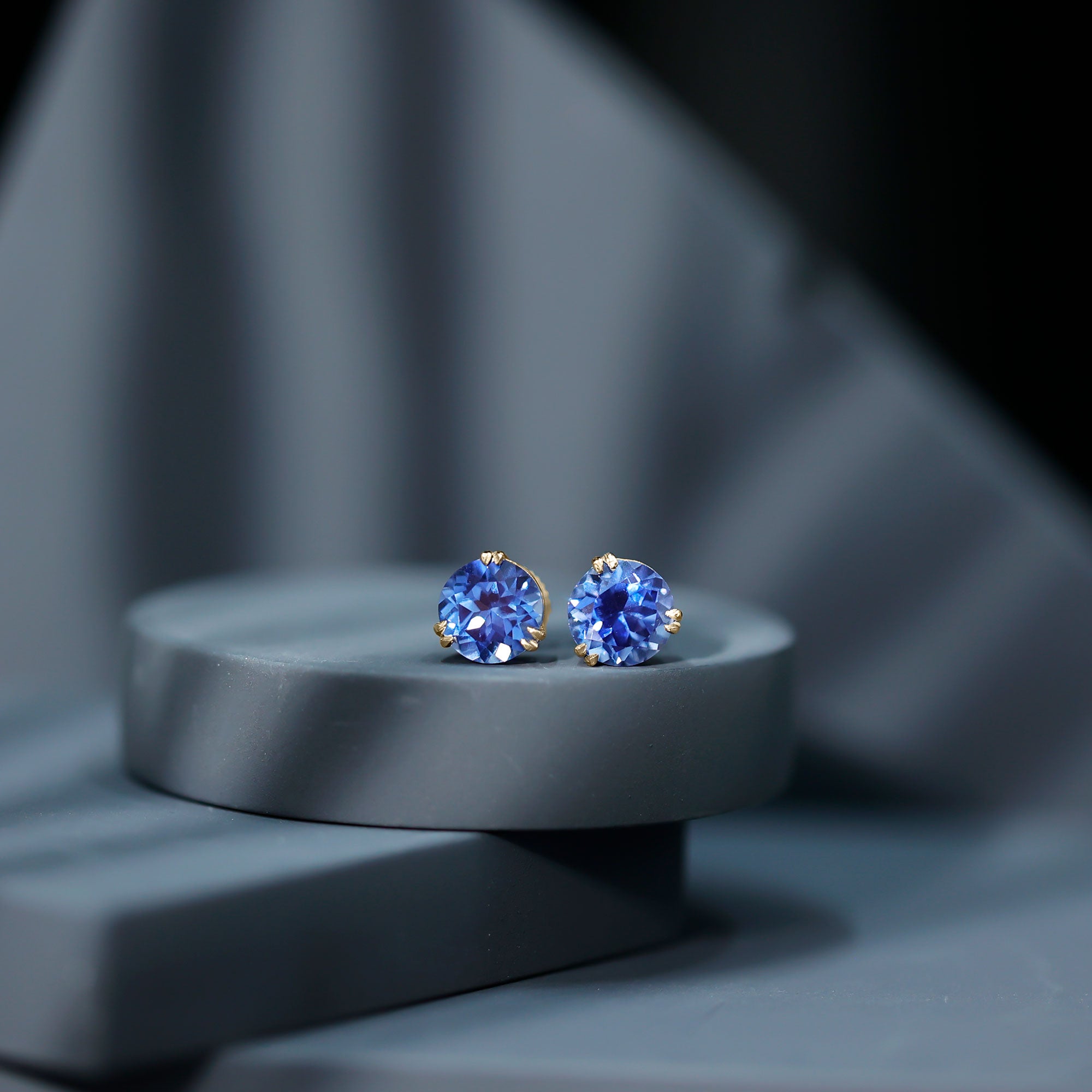 5.4 Carat Lab Created Blue Sapphire Solitaire Stud Earrings