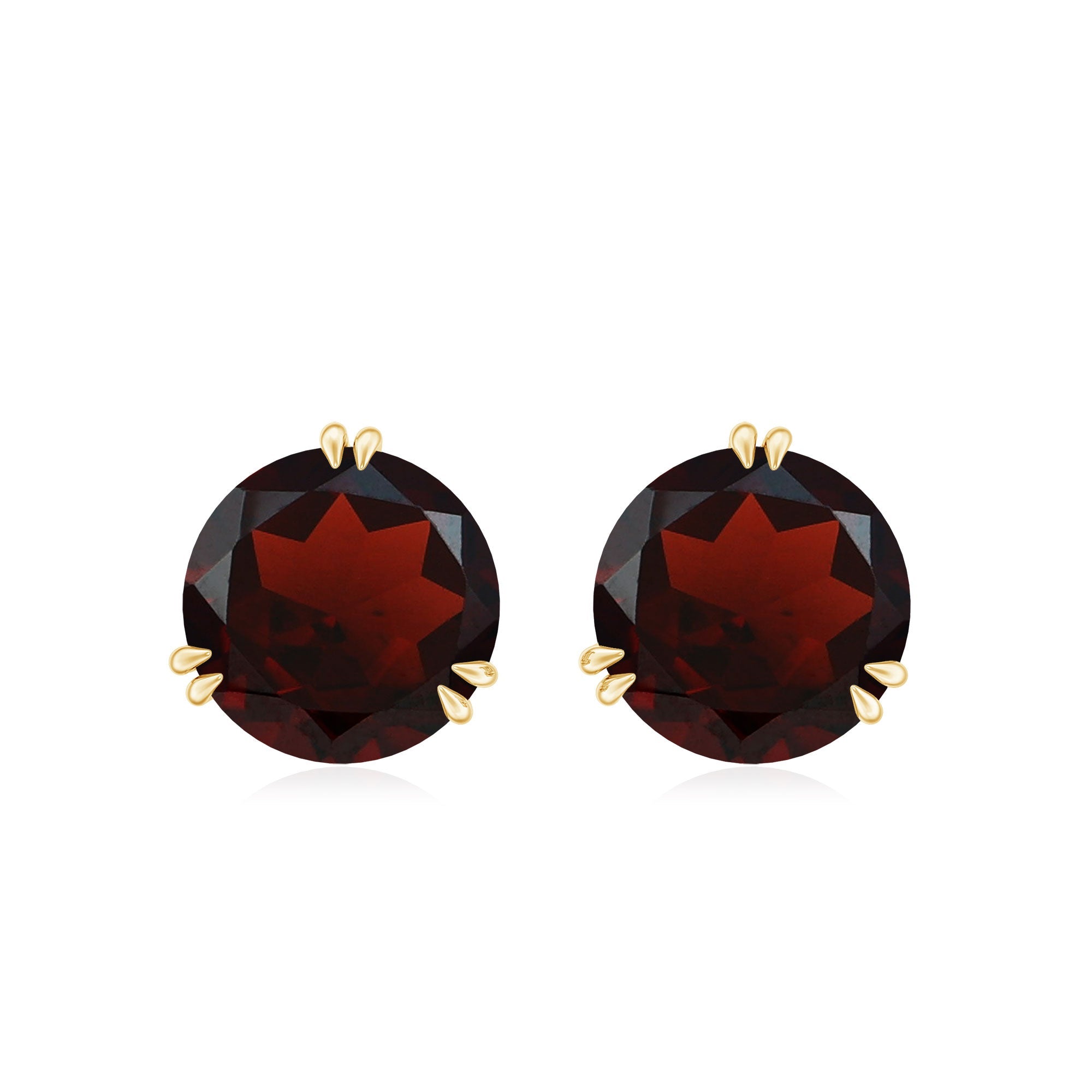 4.6 Carat Garnet Solitaire Stud Earrings in Double Prong Setting