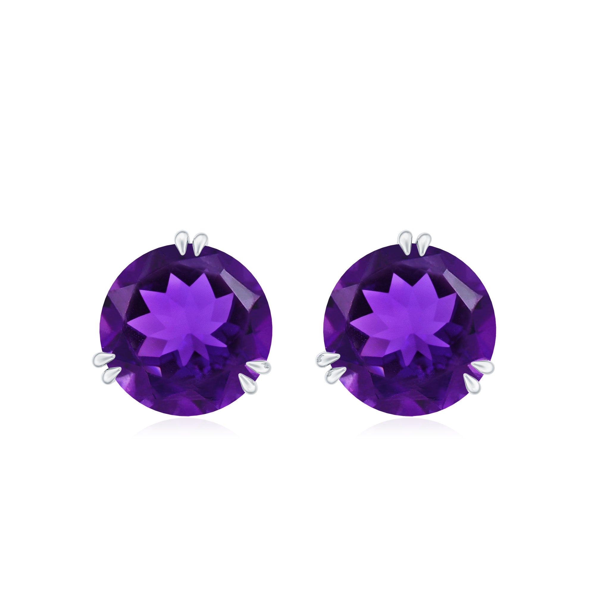 Natural 2.4 Carat Solitaire Amethyst Stud Earrings with Certificate
