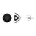 Solitaire 2.6 Carat Lab Created Black Diamond Stud Earrings in Decorative Setting