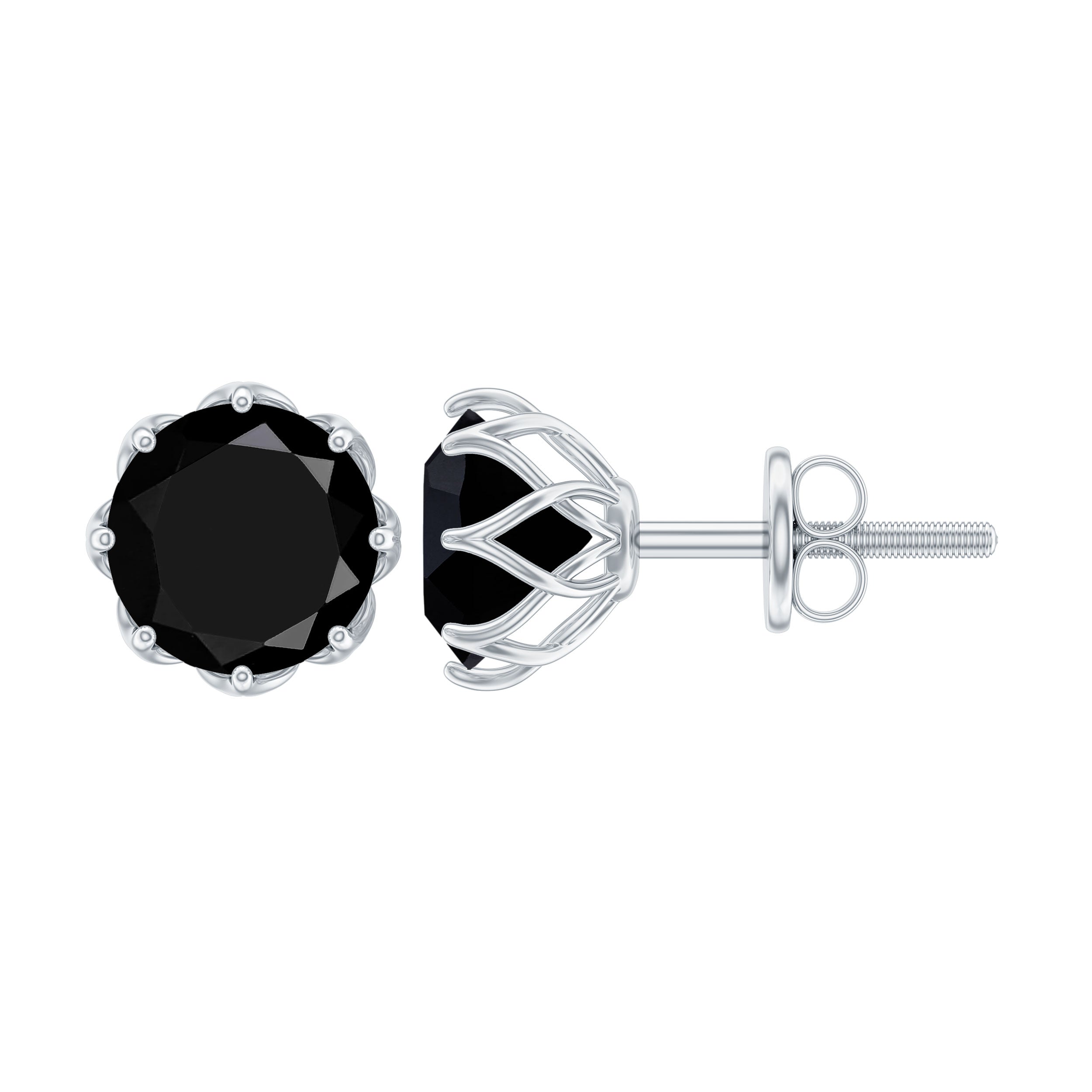 Natural 2.4 Carat Black Onyx Earrings with Screw Back