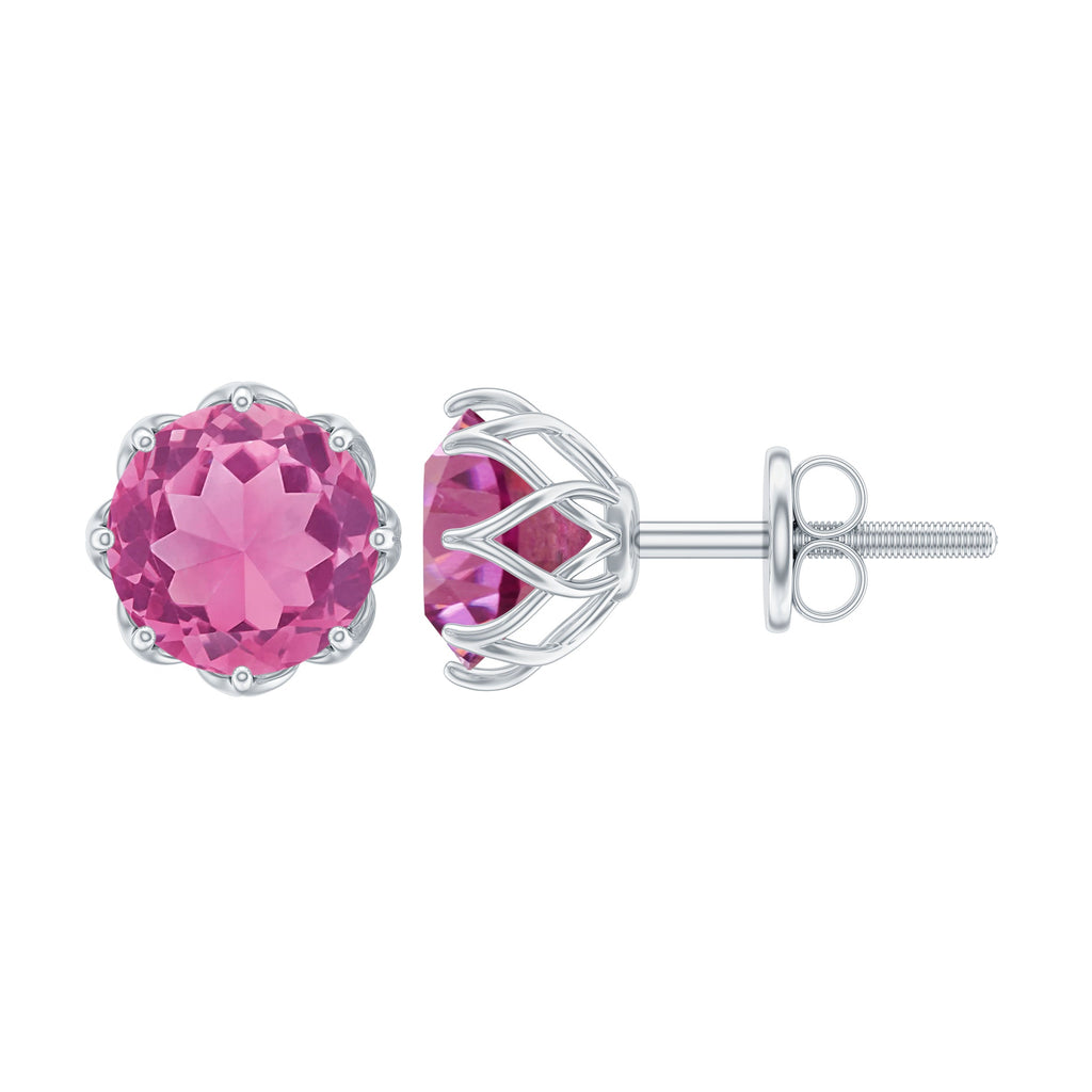 Natural 2.4 Carat Pink Tourmaline Solitaire Earrings with Screw Back