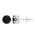 3 Carat Genuine Black Spinel Crown Stud Earrings