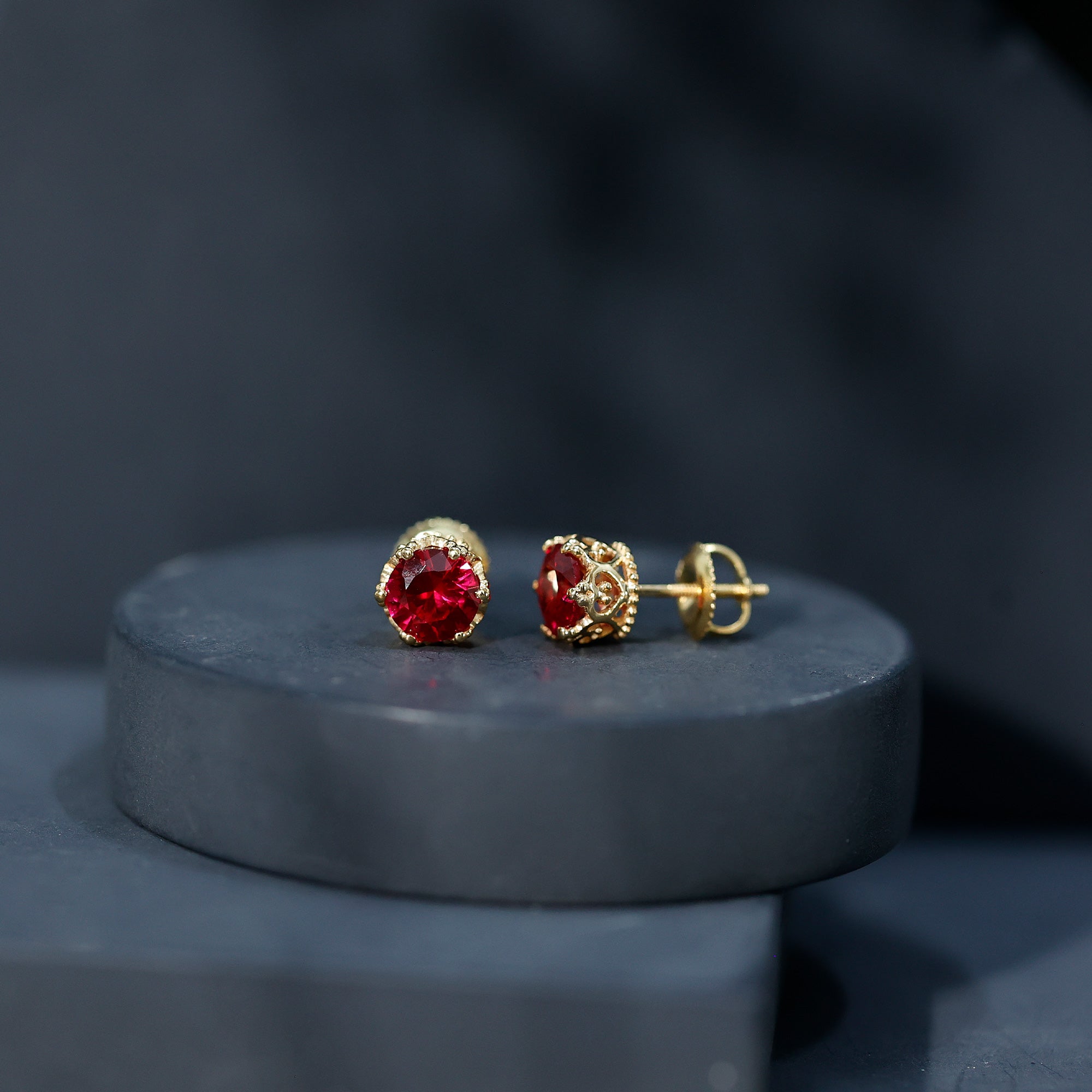 2.7 Carat Lab Created Ruby Solitaire Stud Earrings