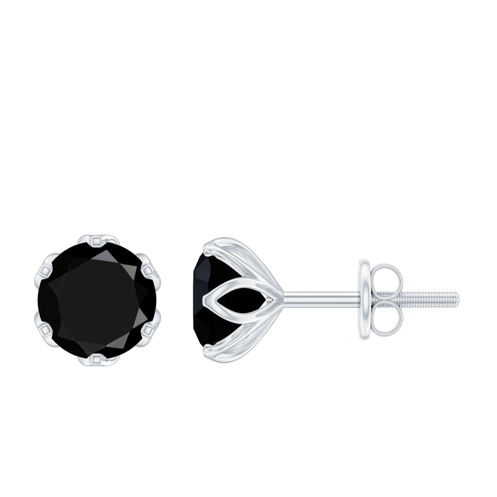 2.4 Carat Round Cut Black Onyx Solitaire Stud Earrings