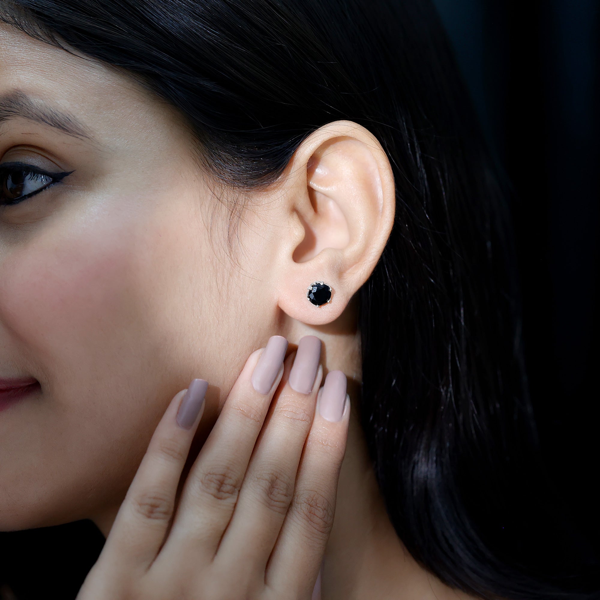 2.4 Carat Round Cut Black Onyx Solitaire Stud Earrings