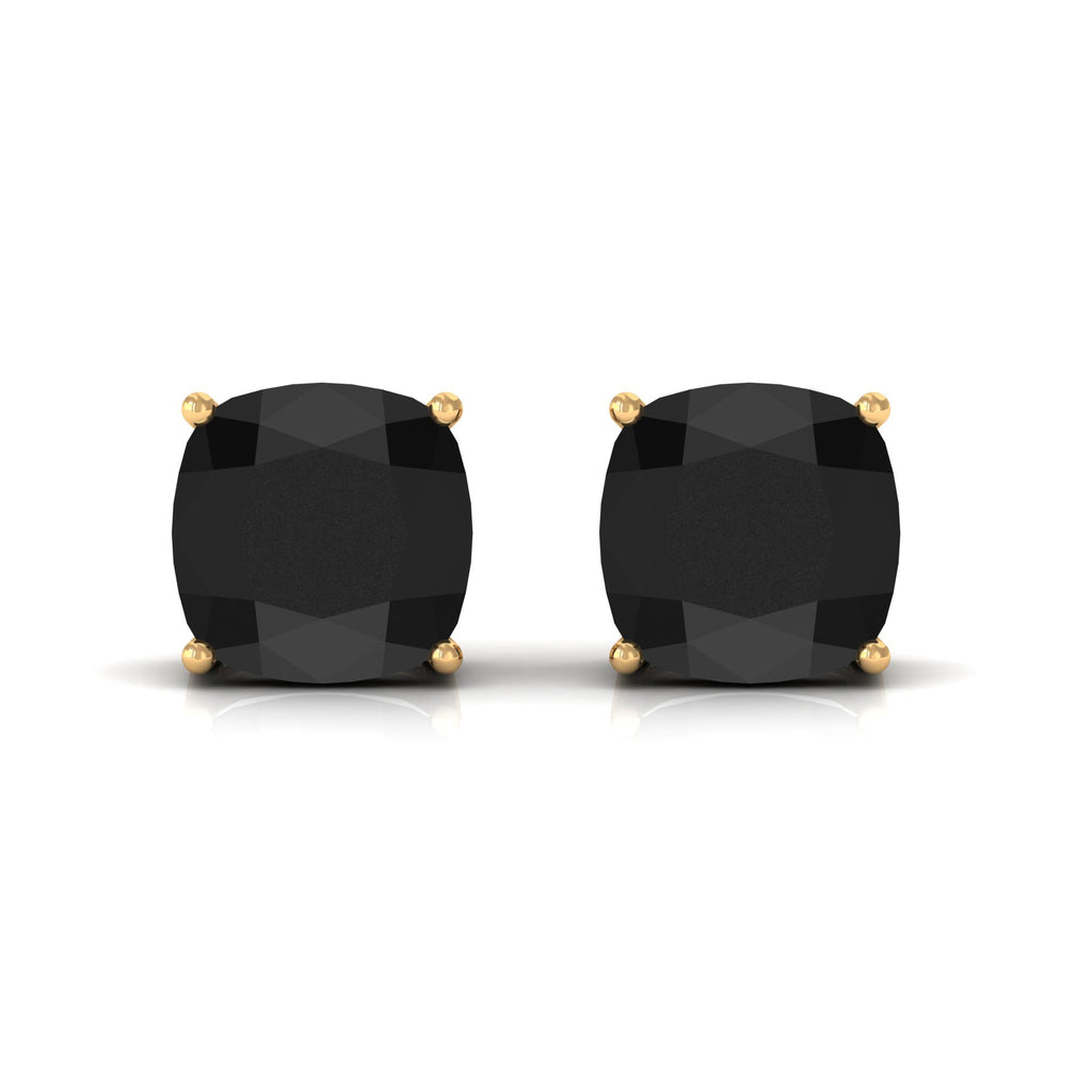 Natural 4.2 Carat Cushion Cut Black Onyx Earrings with Screw Back