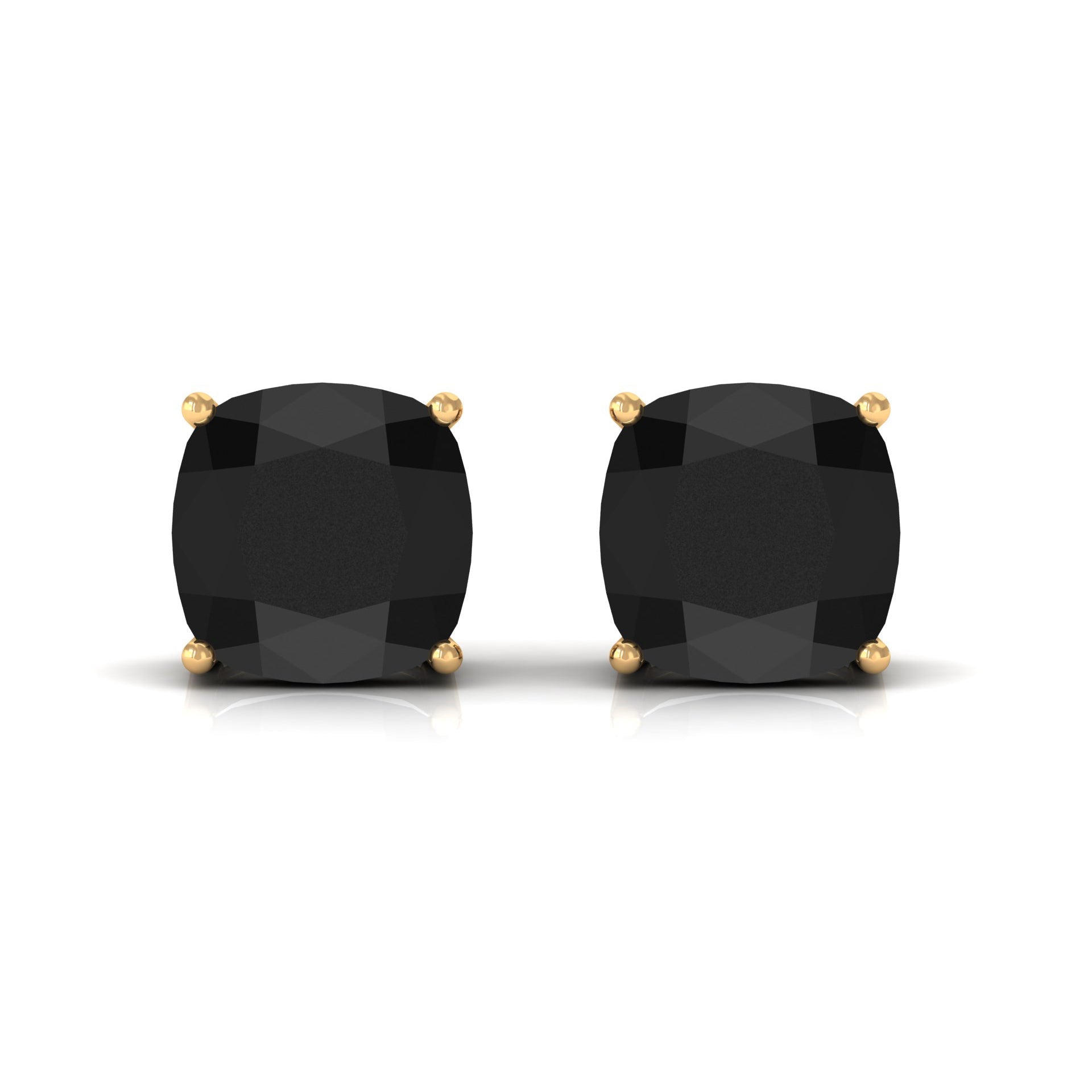 Natural 4.2 Carat Cushion Cut Black Onyx Earrings with Screw Back