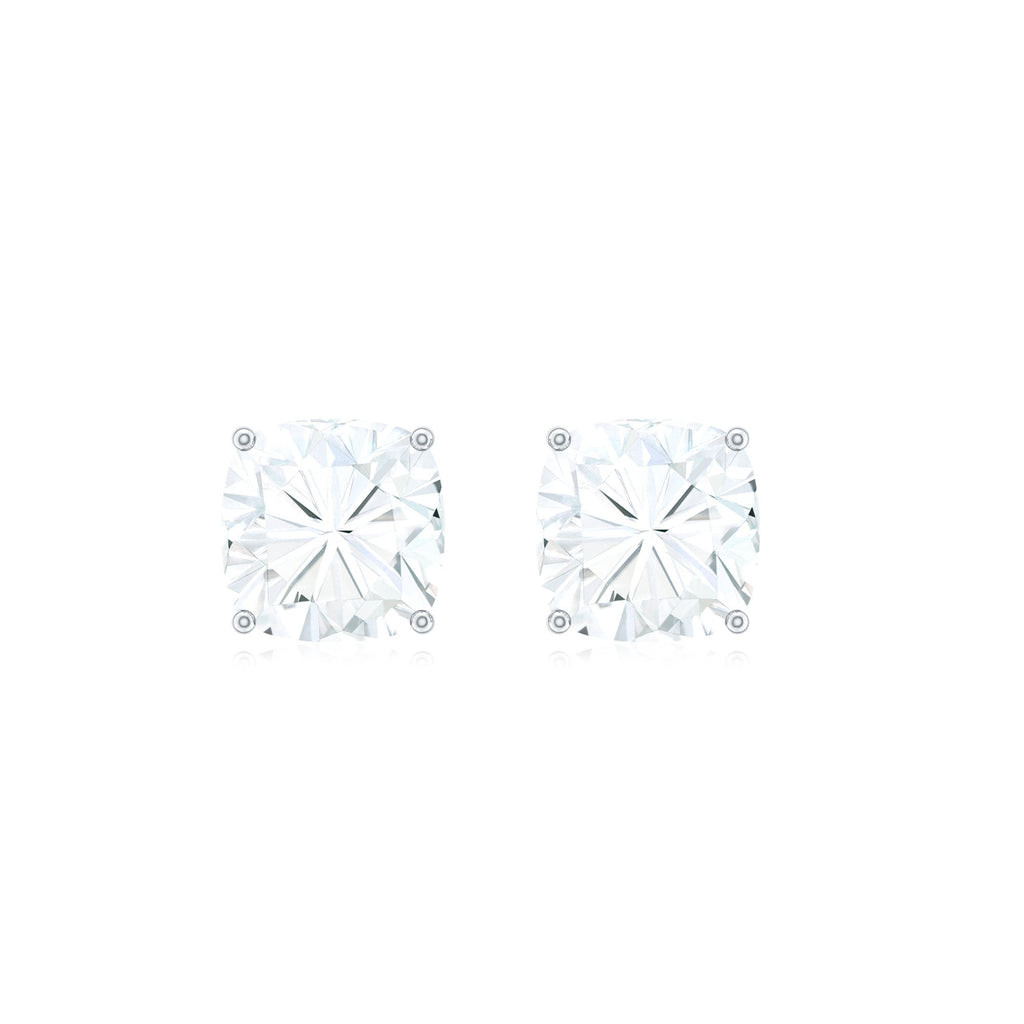 Certified 6.3 Carat Cushion Cut Moissanite Stud Earrings