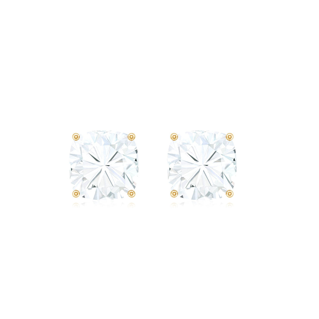 Certified 6.3 Carat Cushion Cut Moissanite Stud Earrings