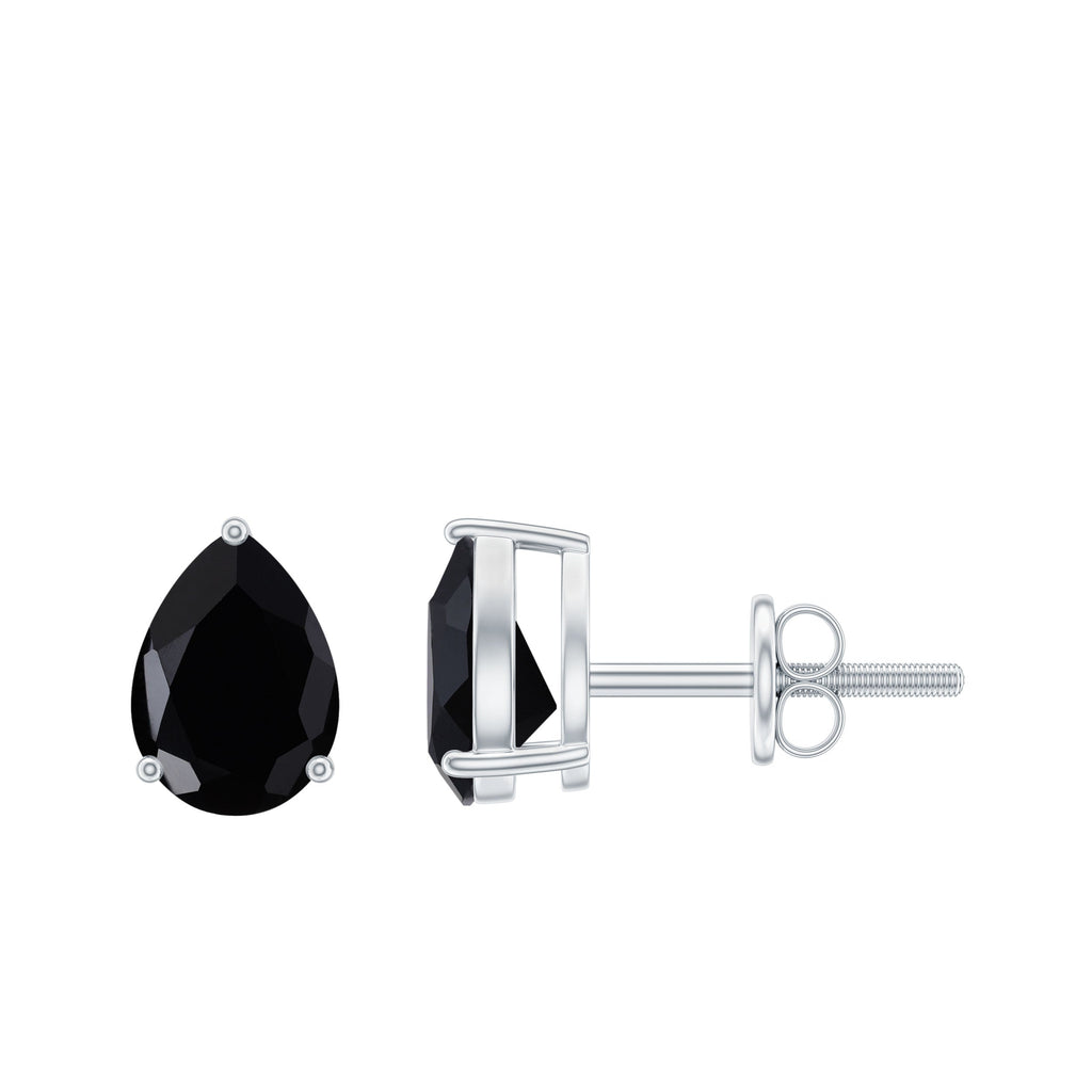 2 Carat Pear Shape Black Onyx Solitaire Stud Earrings