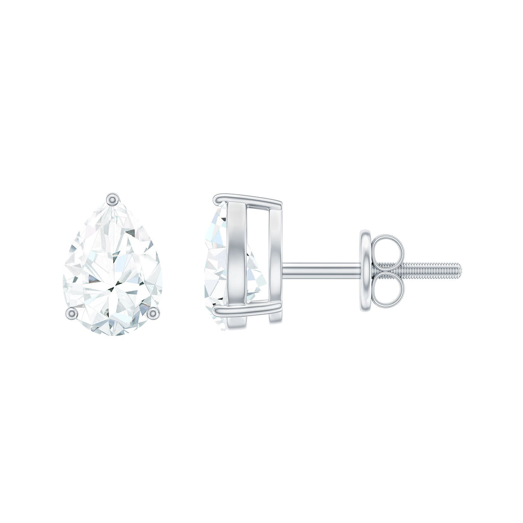 Solitaire Pear Cut Moissanite Stud Earrings