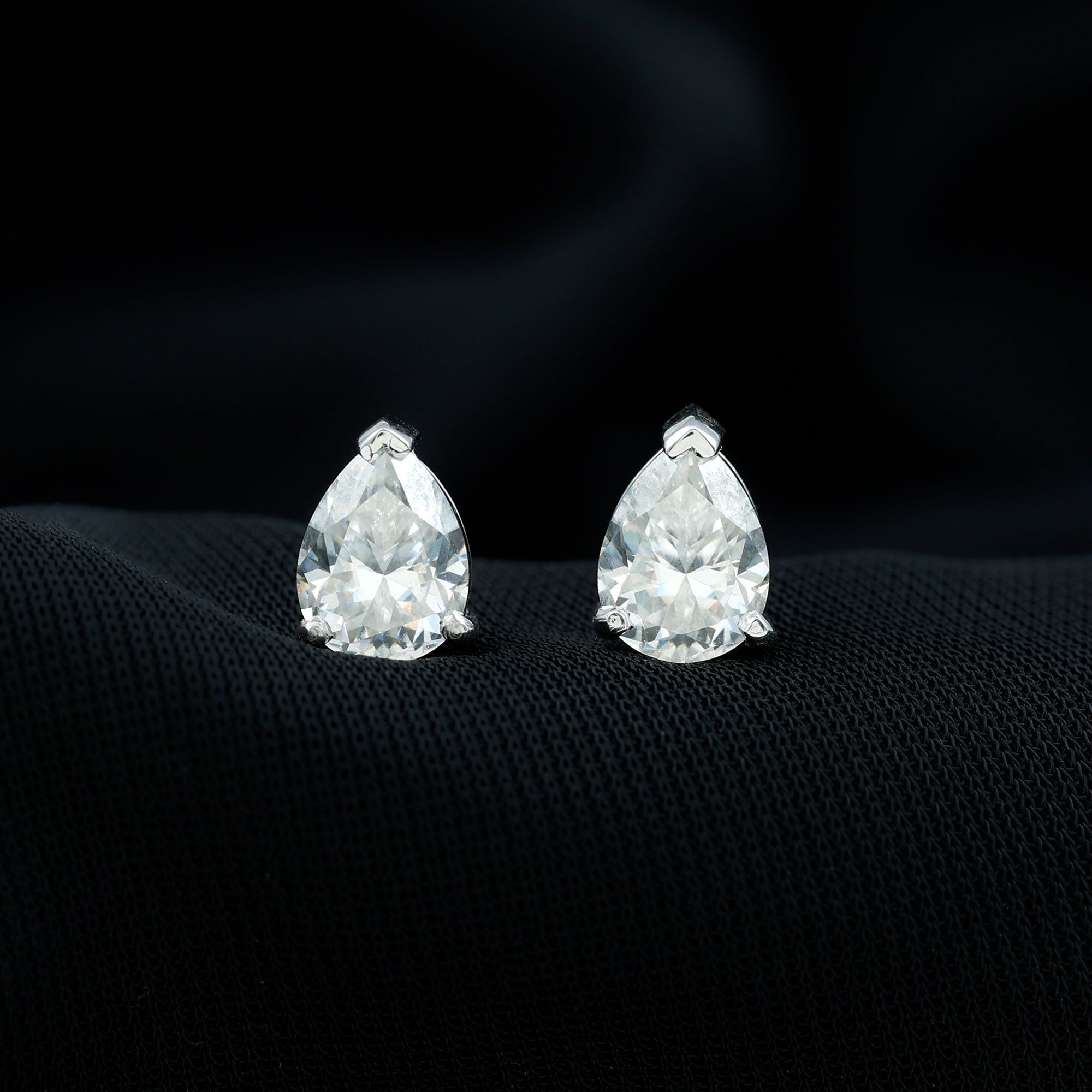 Solitaire Pear Cut Moissanite Stud Earrings