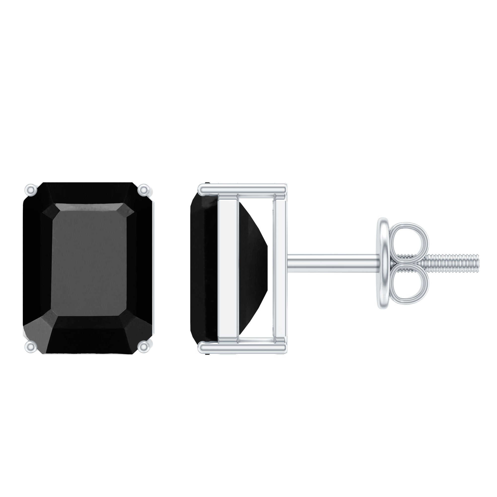 3.36 Carat Lab Created Black Diamond Emerald Cut Stud Earrings