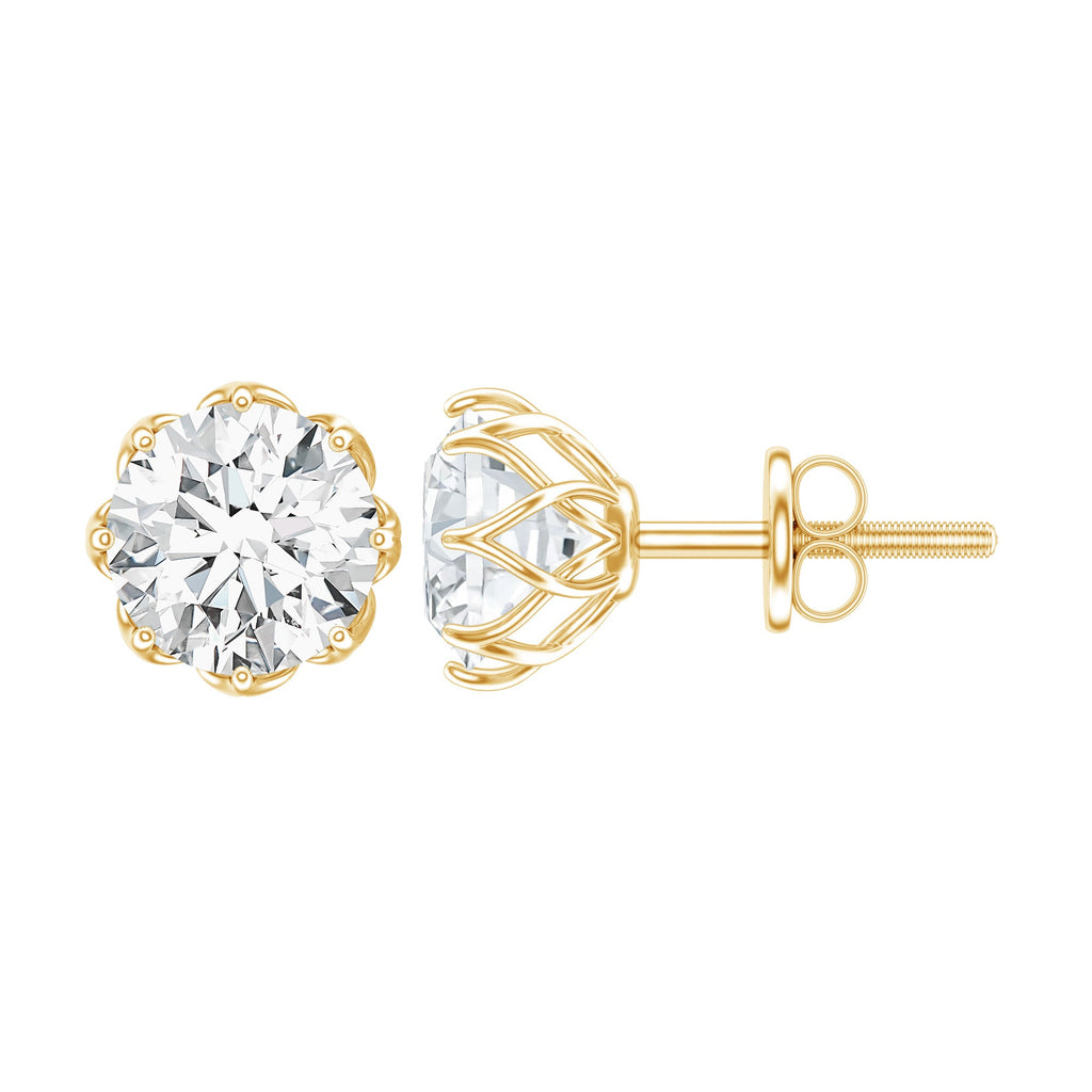 Certified Brilliant Cut 1.9 Carat Moissanite Solitaire Stud Earrings