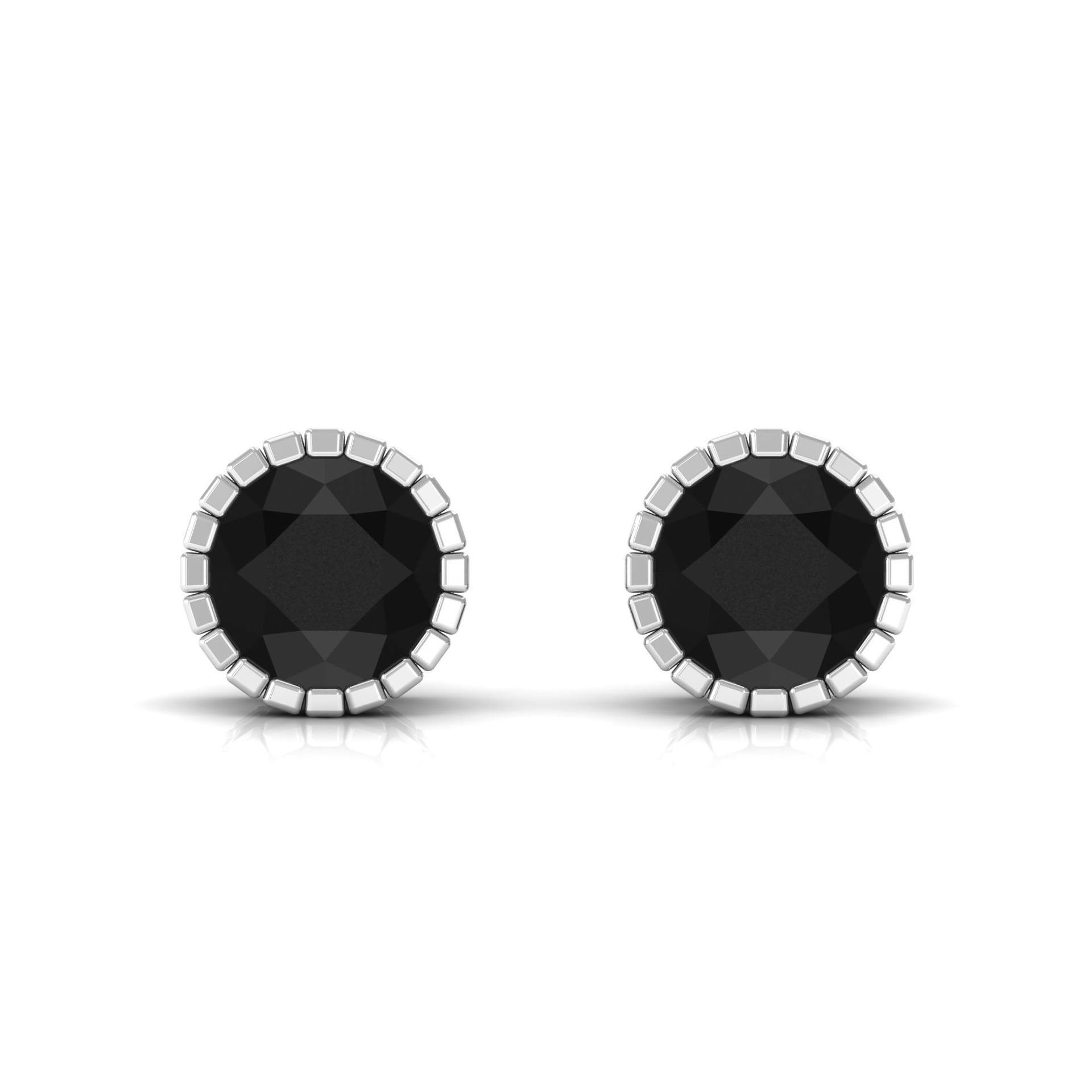 Real 3 Carat Round Shape Black Spinel Stud Earrings with Certificate