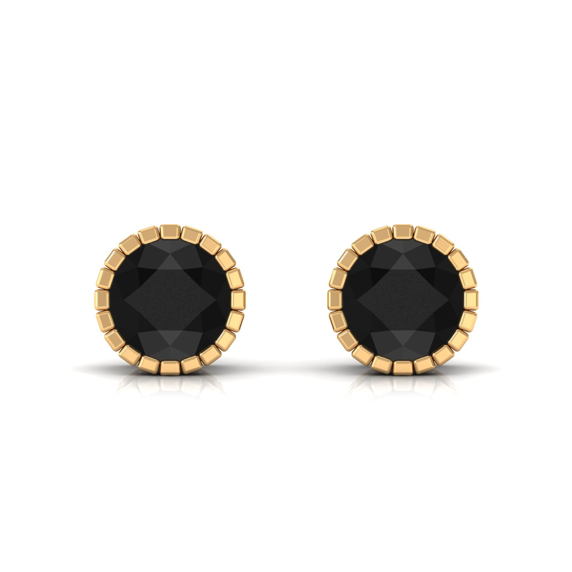 Real 3 Carat Round Shape Black Spinel Stud Earrings with Certificate