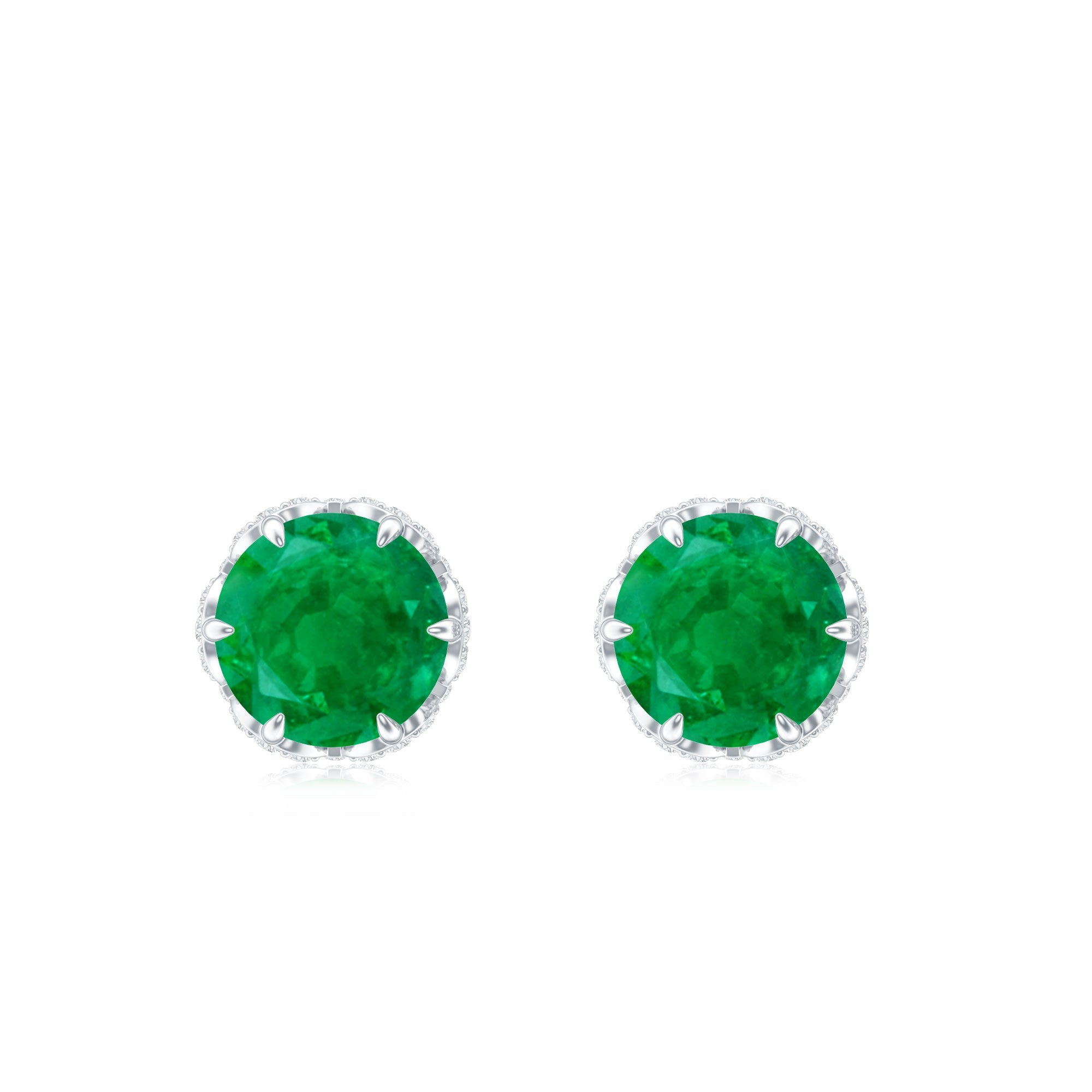 Designer Emerald Diamond Stud Earrings with Screw Back