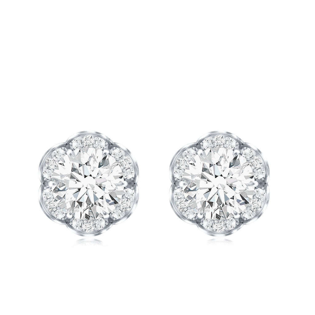 Certified 1.9 Carat Moissanite Flower Stud Earrings