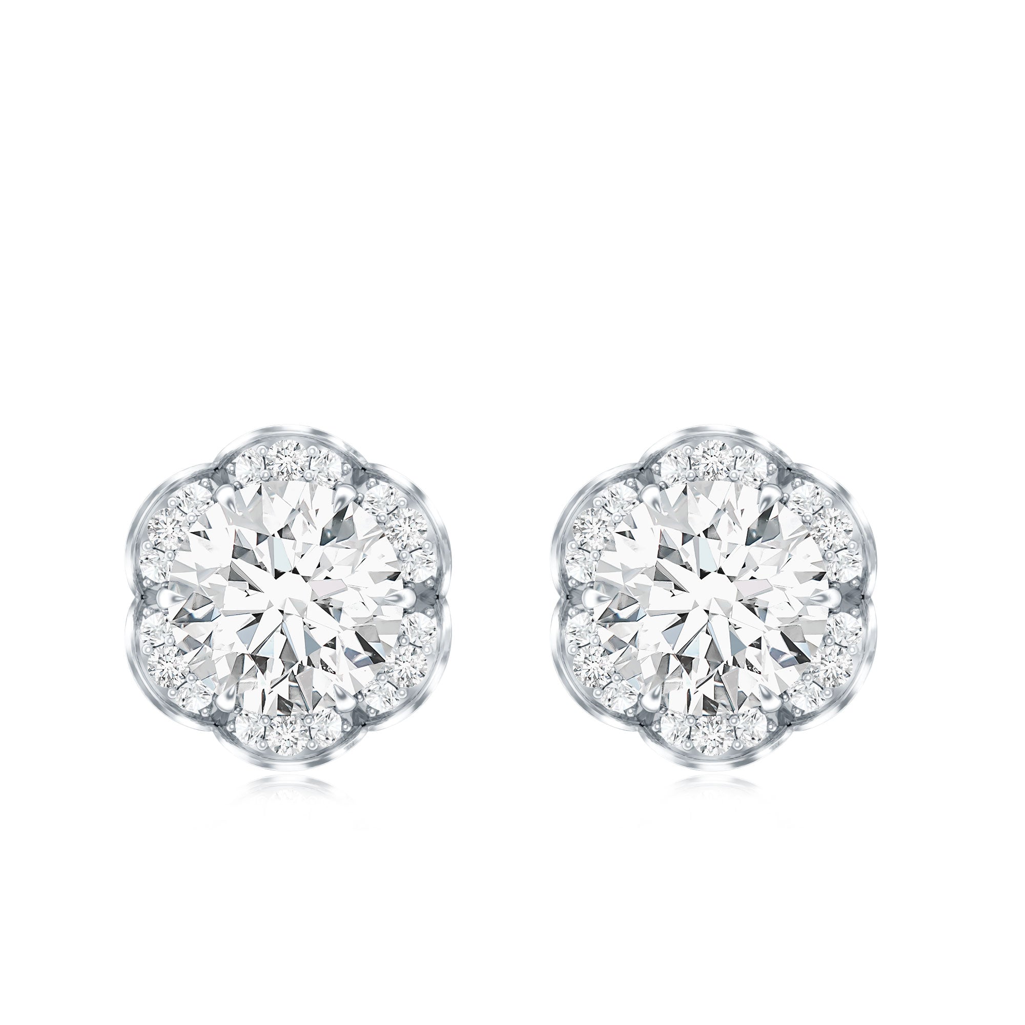 Certified 1.9 Carat Moissanite Flower Stud Earrings