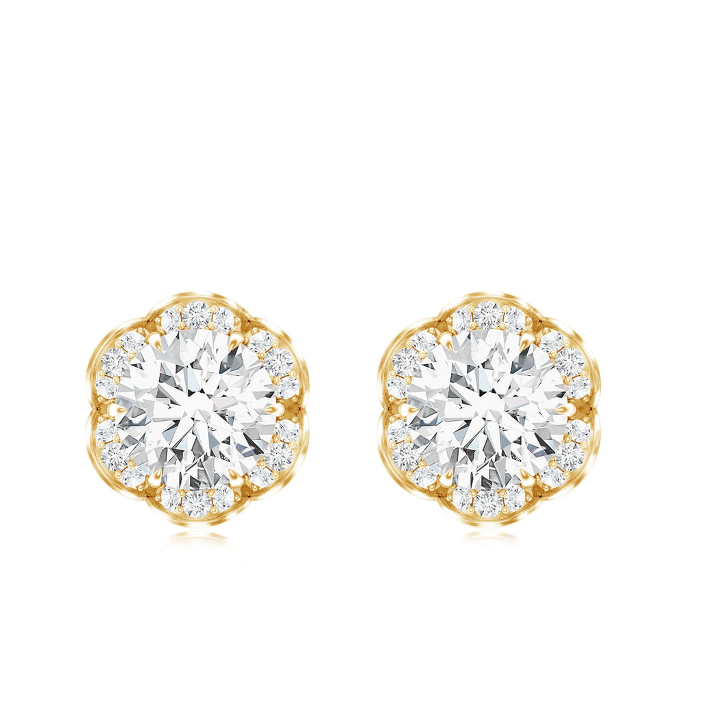 Certified 1.9 Carat Moissanite Flower Stud Earrings