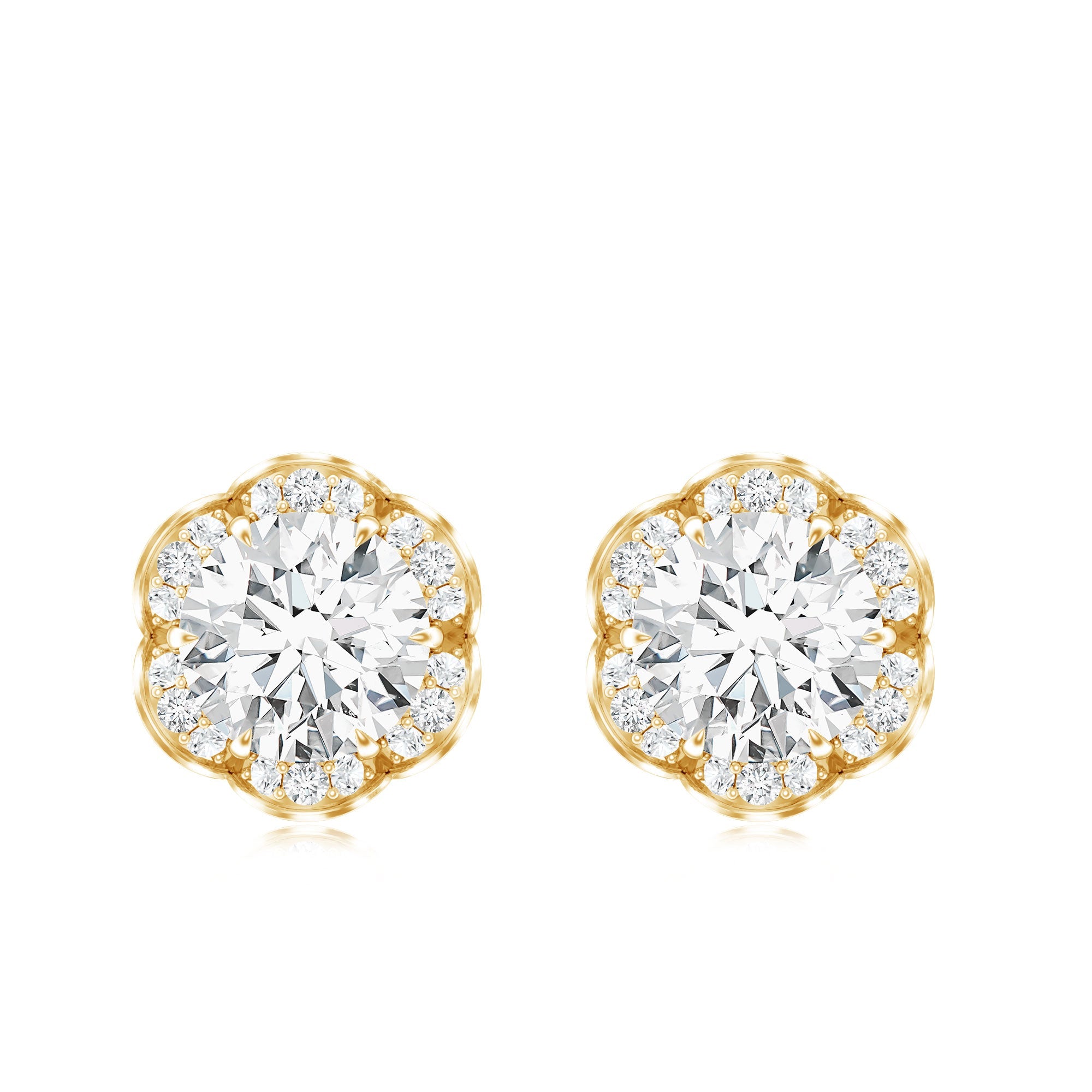 Certified 1.9 Carat Moissanite Flower Stud Earrings
