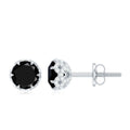 0.9 Carat Black Spinel Stud Earrings with Diamond Accent
