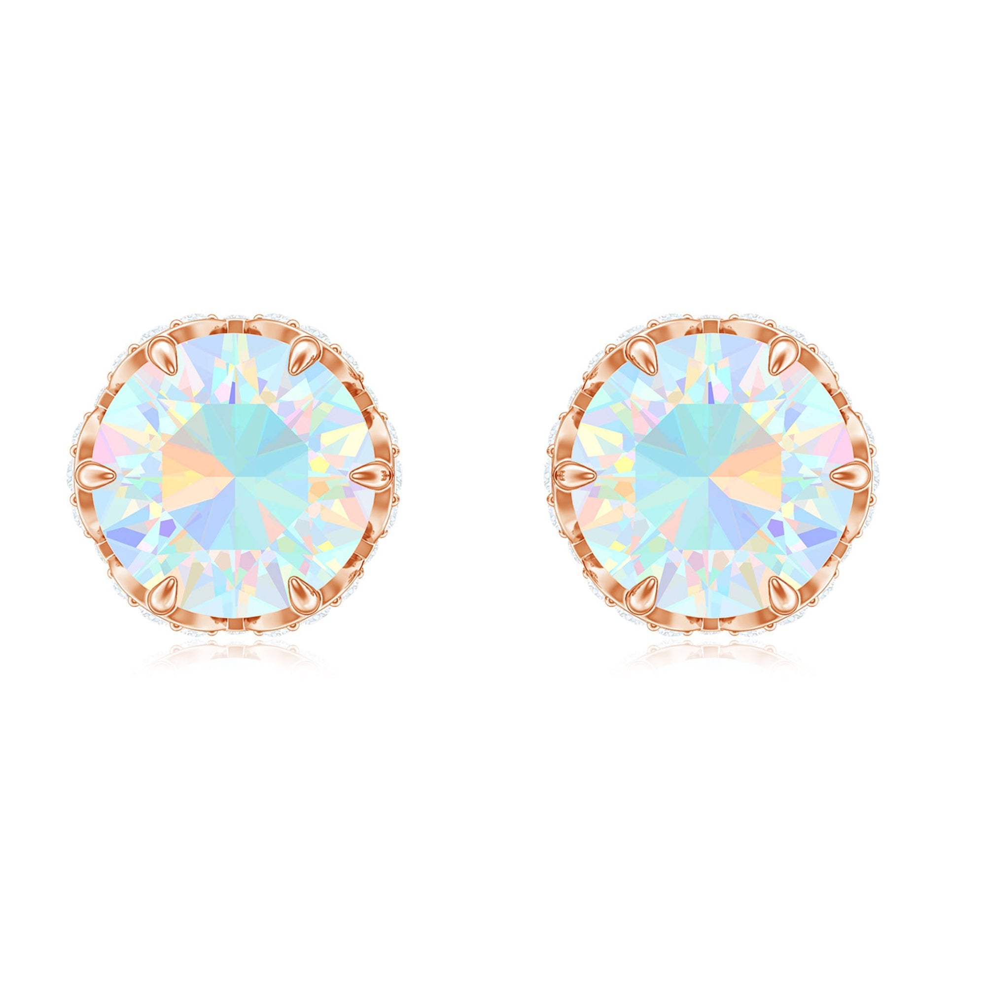 Designer Ethiopian Opal Stud Earrings with Diamond