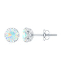 Designer Ethiopian Opal Stud Earrings with Diamond