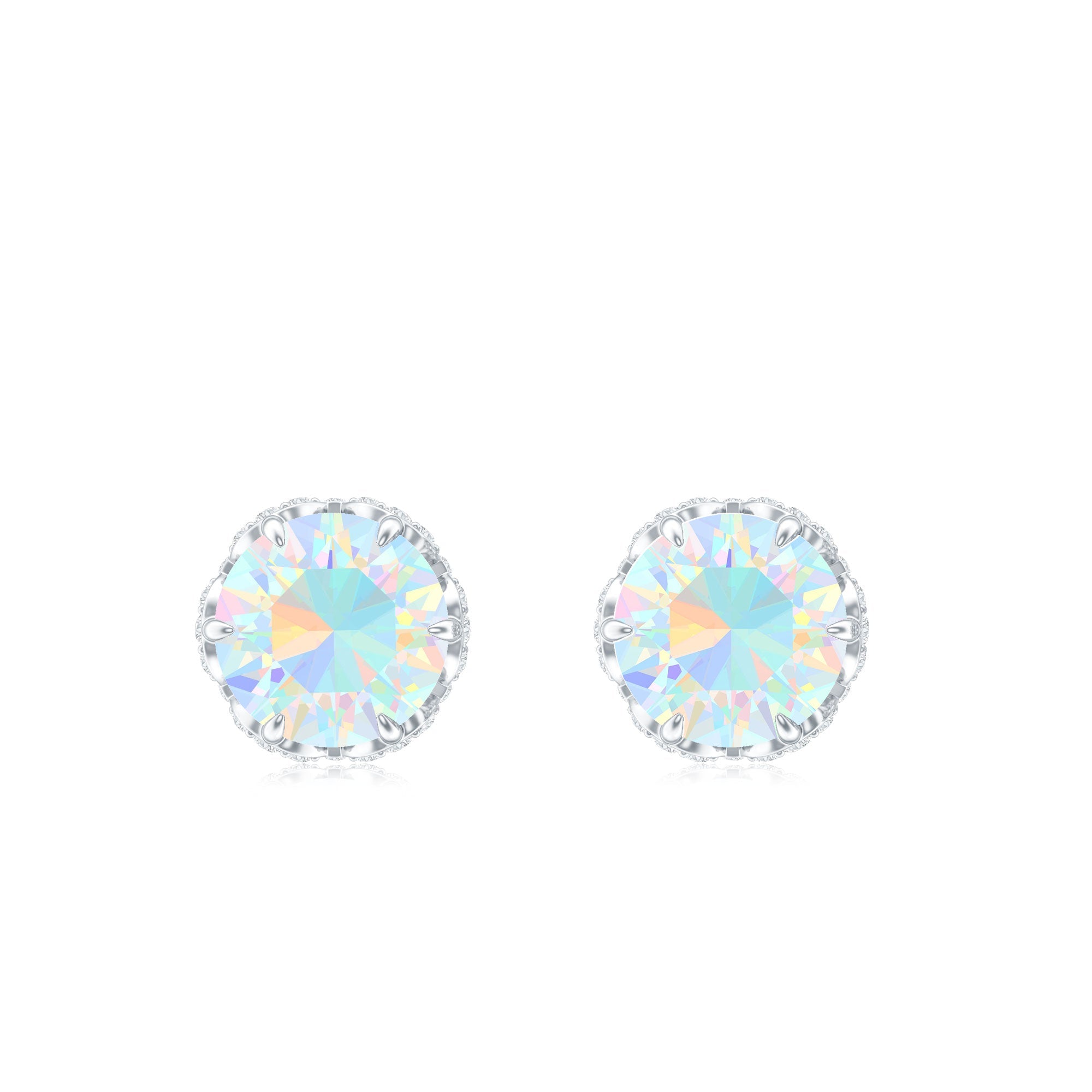 Designer Ethiopian Opal Stud Earrings with Diamond