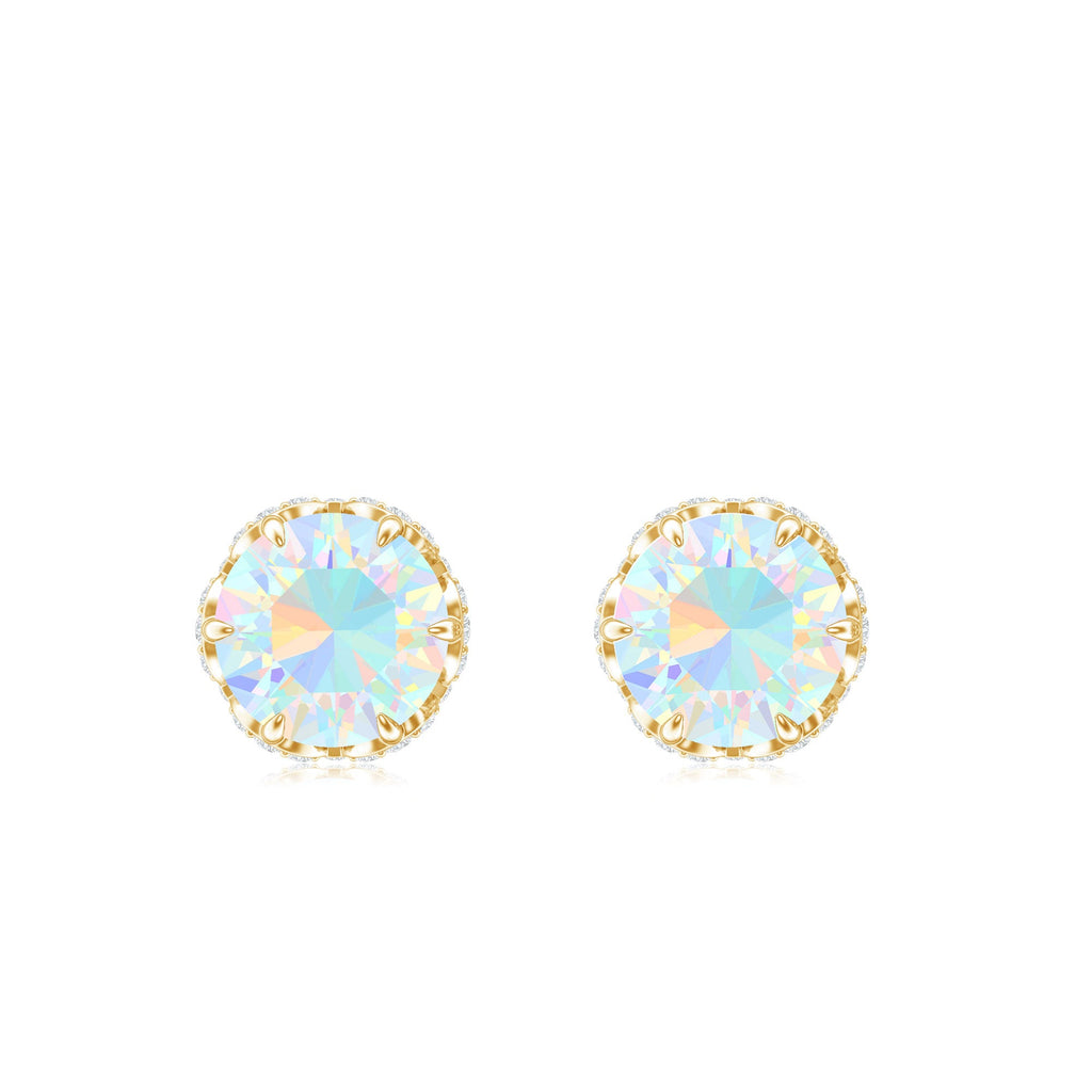 Designer Ethiopian Opal Stud Earrings with Diamond