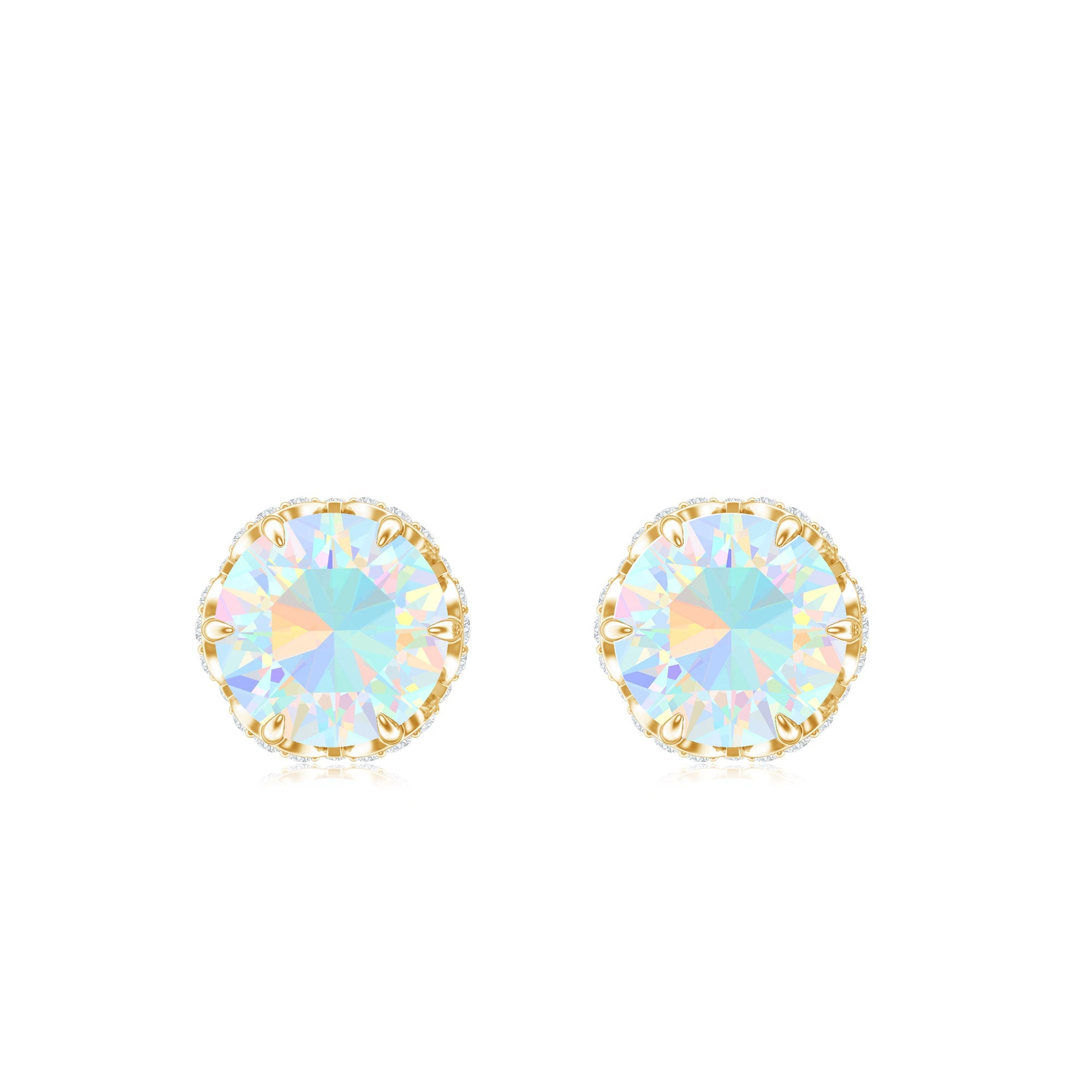 Designer Ethiopian Opal Stud Earrings with Diamond