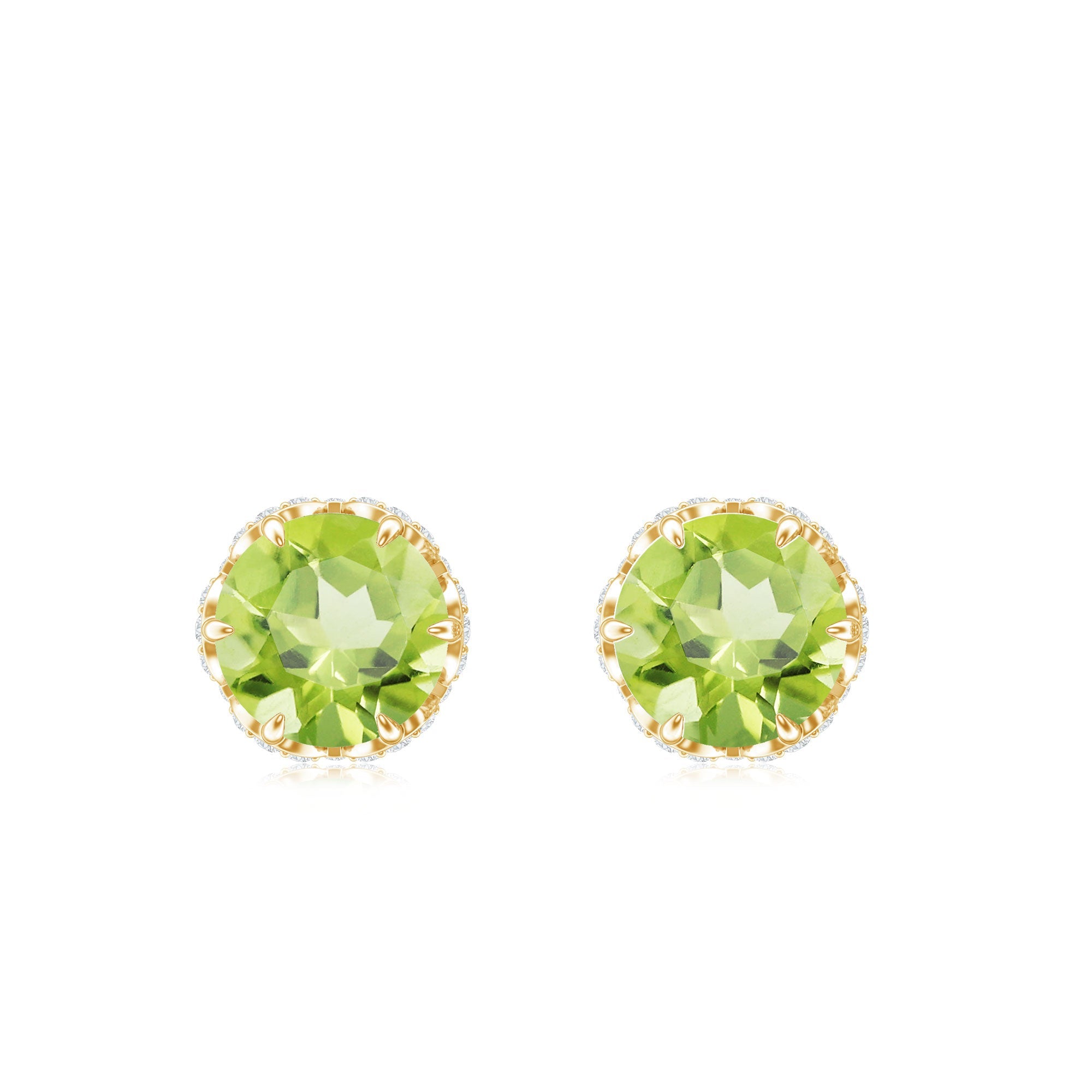 Designer 1 Carat Peridot Stud Earrings with Diamond