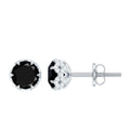 Lab Created Black Diamond Stud Earrings with White Diamonds