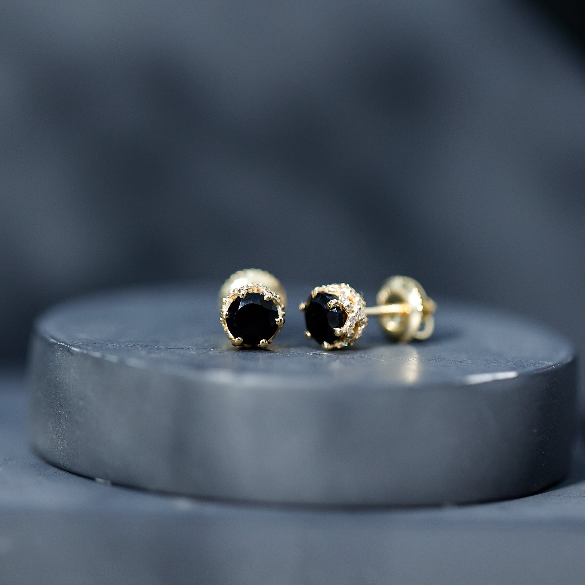 Lab Created Black Diamond Stud Earrings with White Diamonds