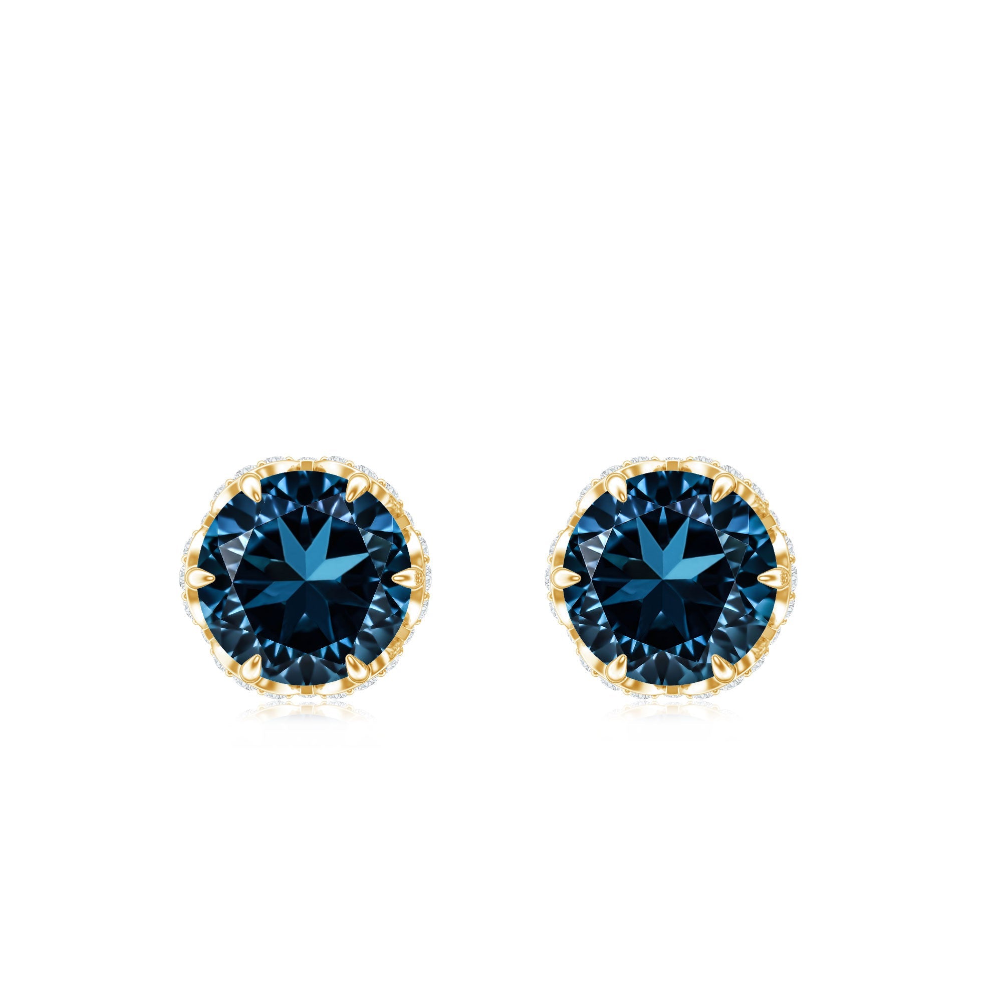 Designer London Blue Topaz Stud Earrings with Diamond